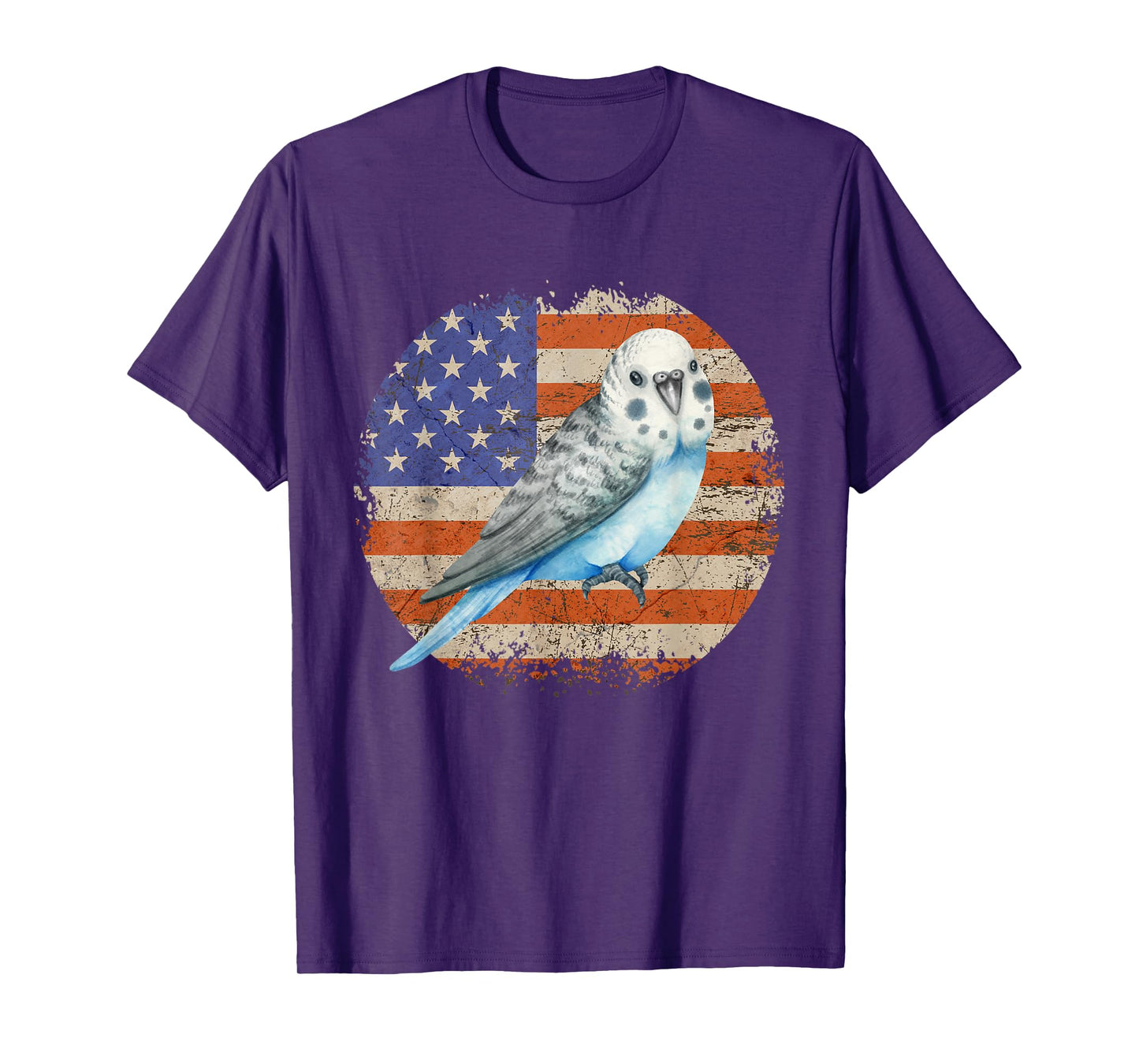 Parakeet Budgie Retro Grunge Patriotic American US Flag T-Shirt
