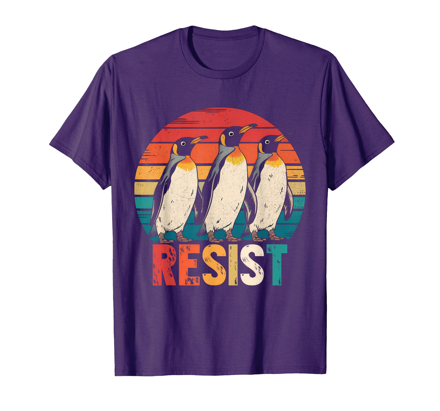 Resist Penguins Protest Against Tariffs Penguin Resist Retro T-Shirt
