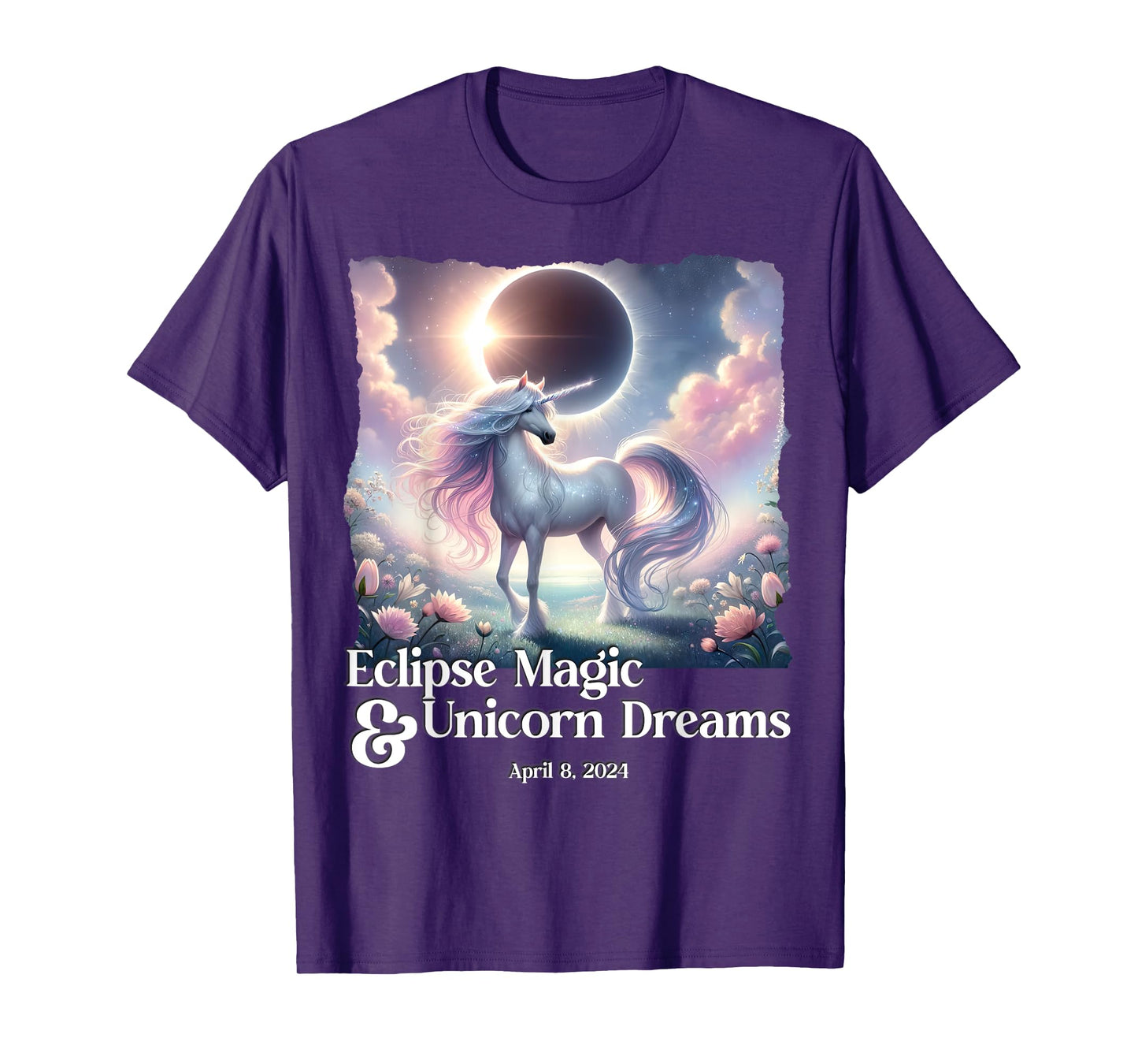 Unicorn Total Solar Eclipse Fantasy Tshirt April 2024 Sun T-Shirt