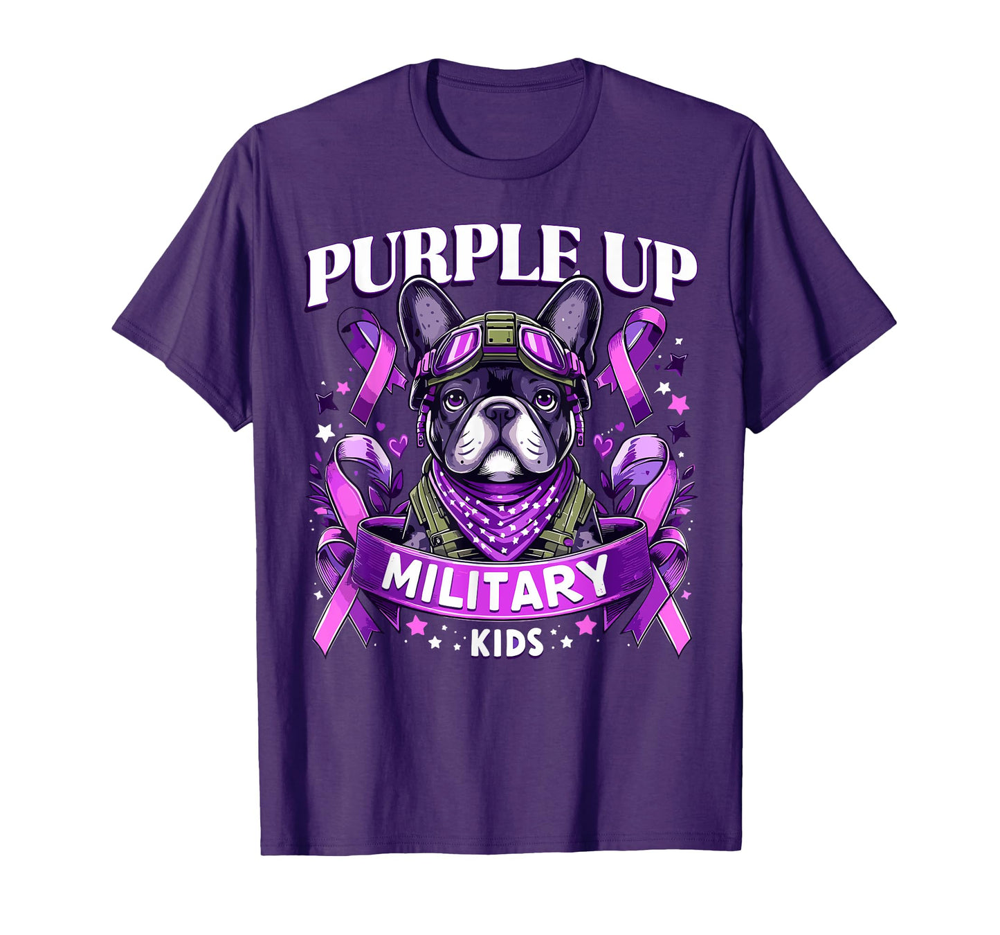 Purple Up Military Child For Military Kids French Bulldog T-Shirt