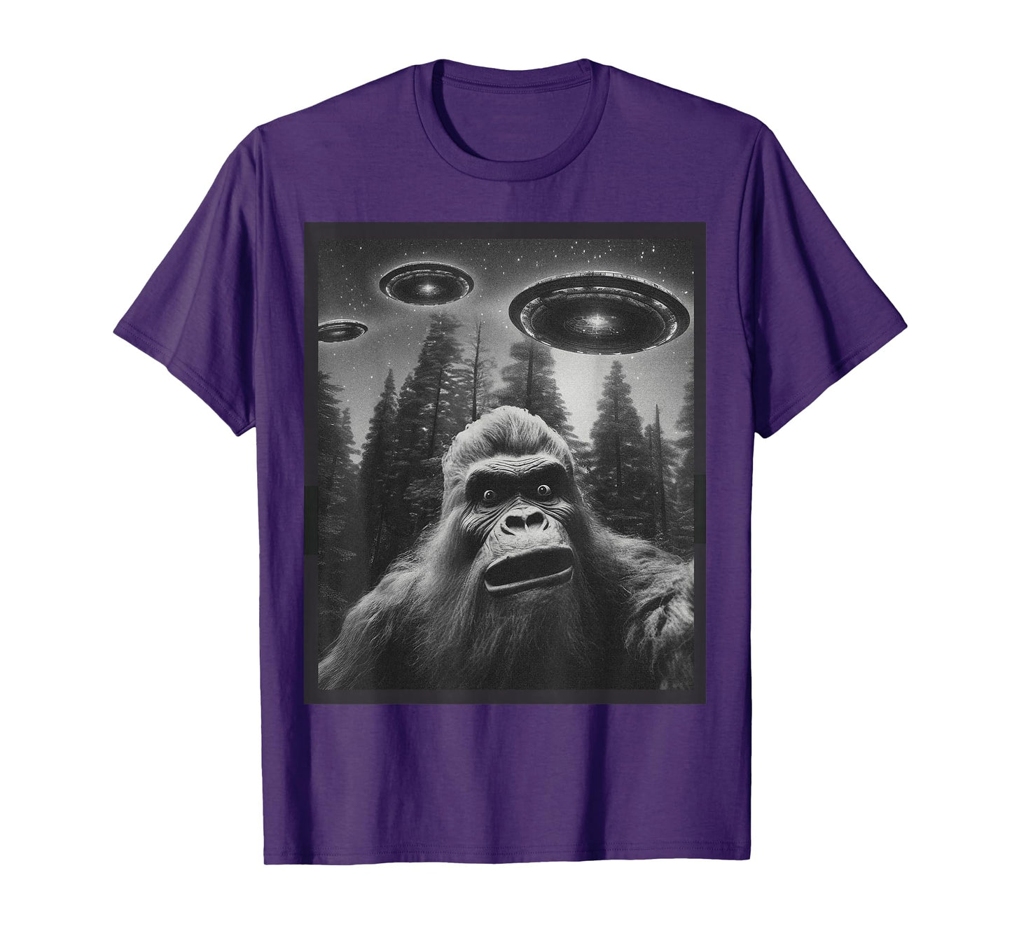 CAT Funny Graphic Tee For Men Women Bigfoot Sasquatch Alien UFO T-Shirt