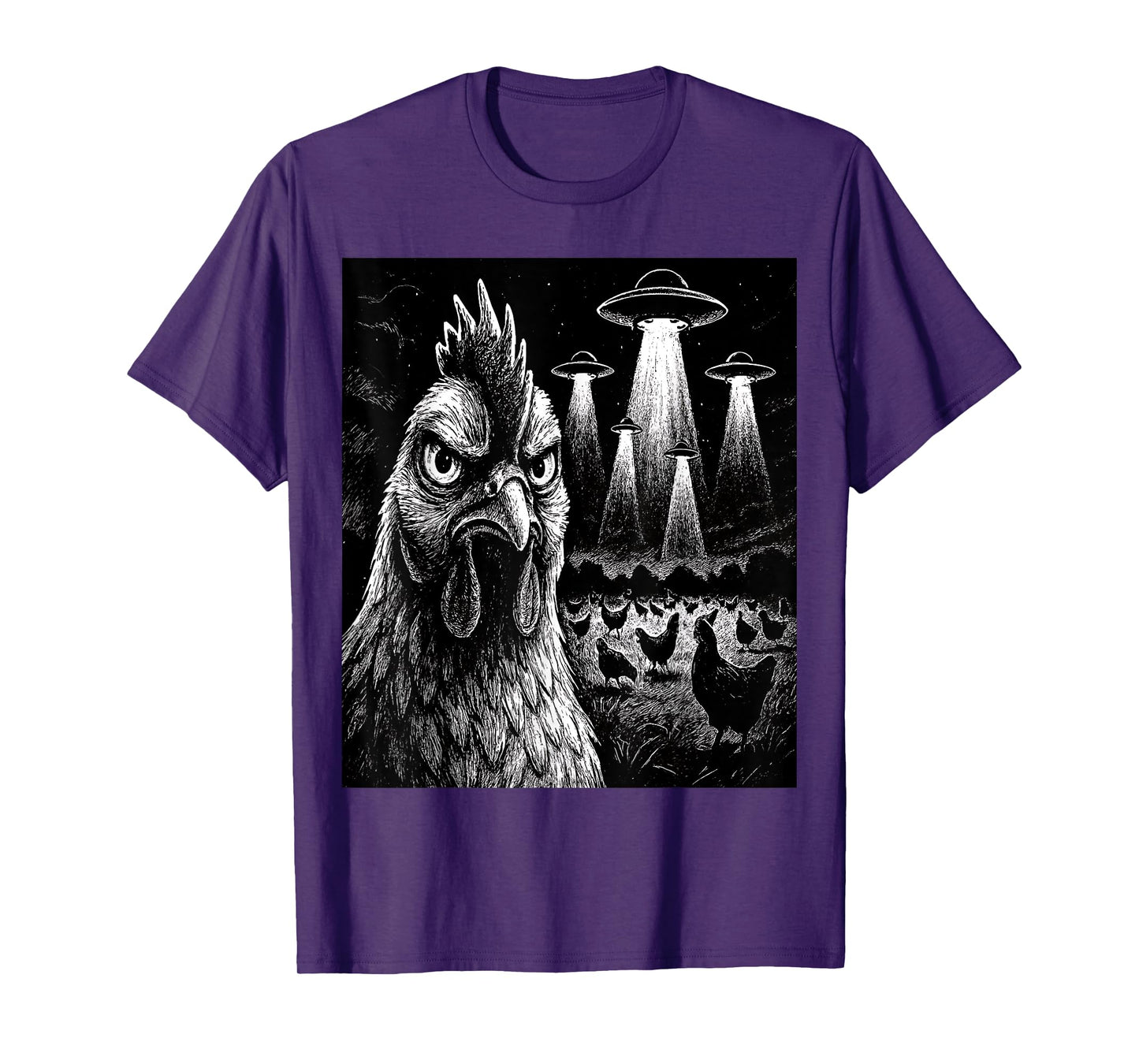Funny Chicken Rooster Selfie Chicken with Weird Aliens T-Shirt