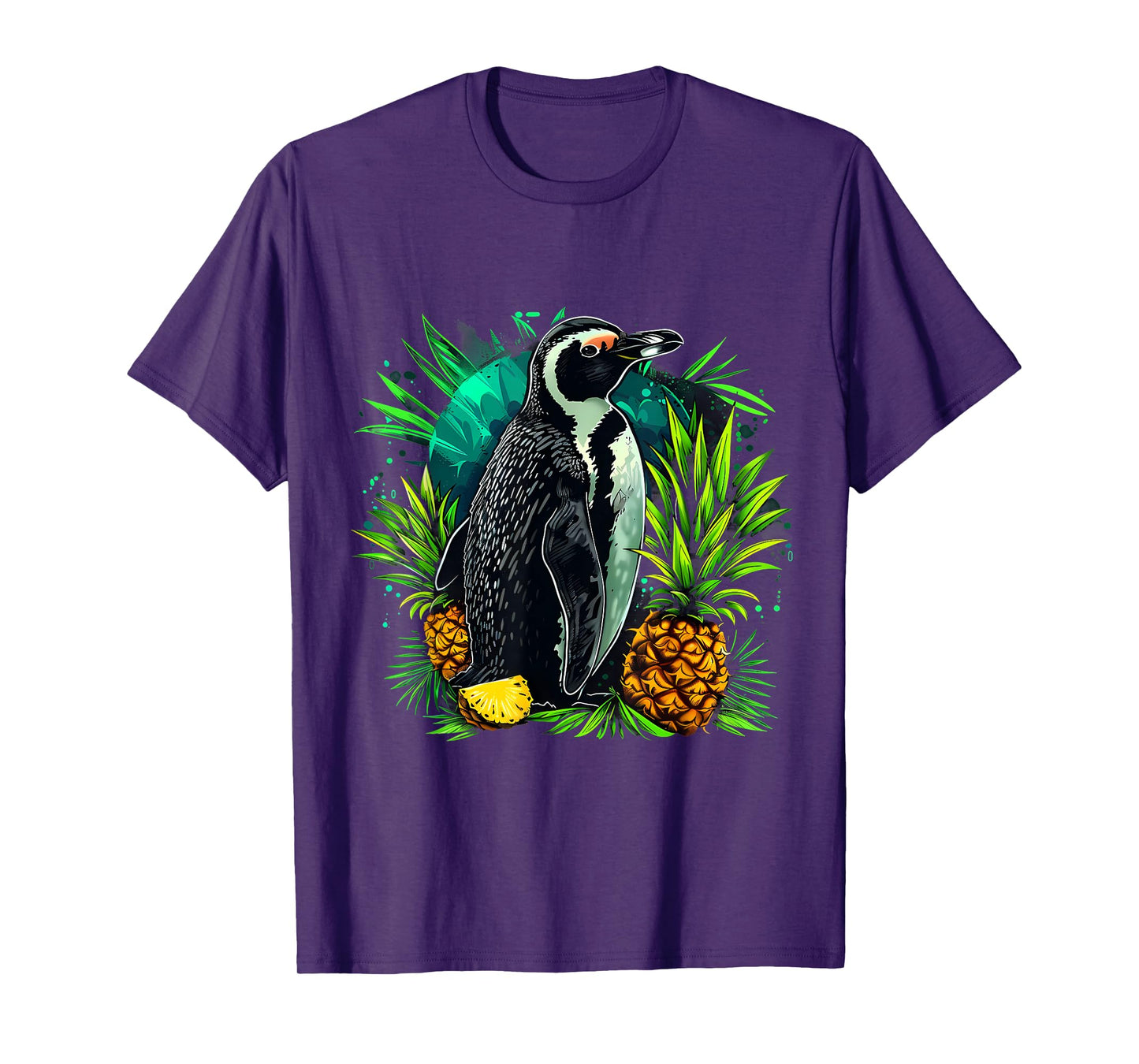 Pineapple Penguin Bird Colourful Artwork Motif Penguin Lover T-Shirt
