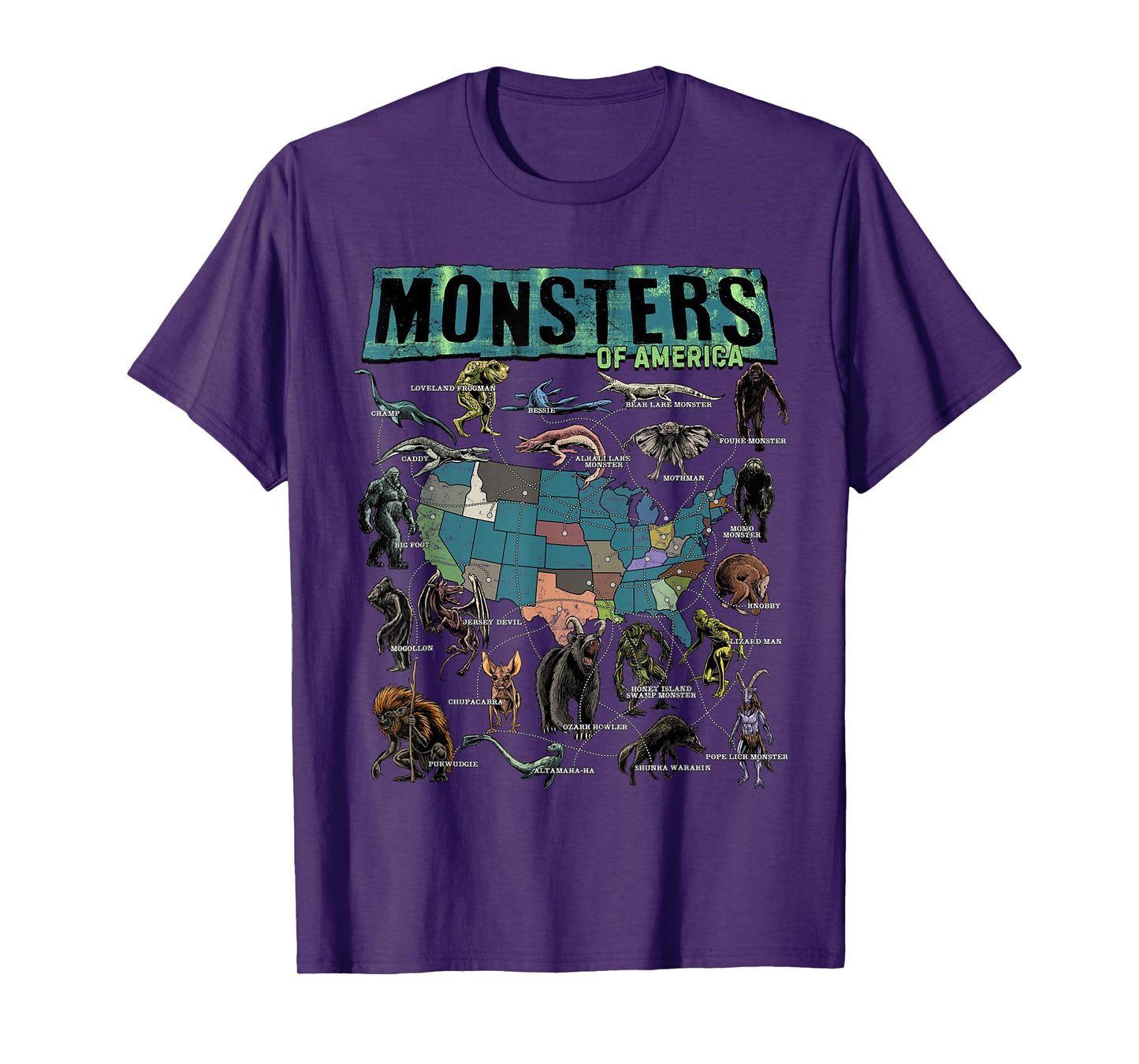 Cryptid Monsters of America Folklore Creature Cryptozoology T-Shirt