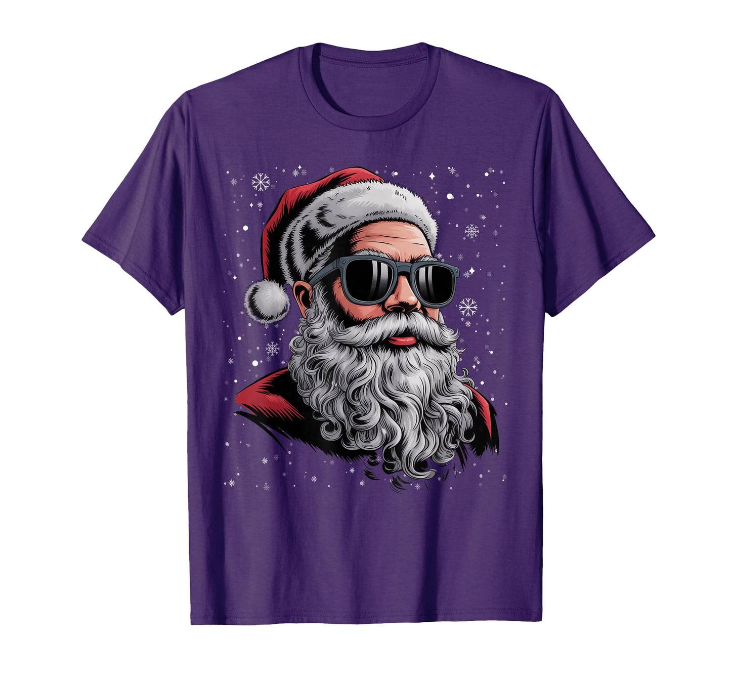 Cool Santa Face Beard & Glasses Christmas Funny Men Boys T-Shirt