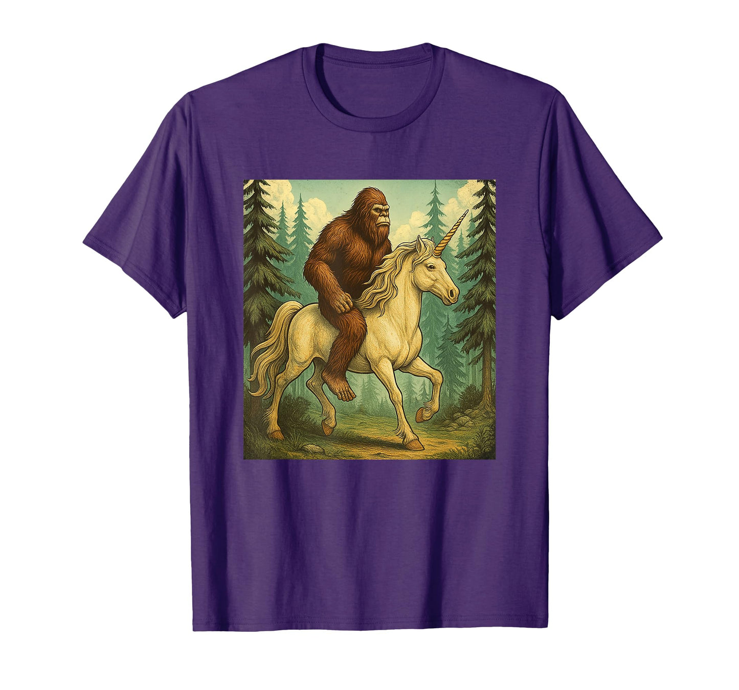 Bigfoot Riding a Unicorn Shirt Men Women Kids Sasquatch T-Shirt