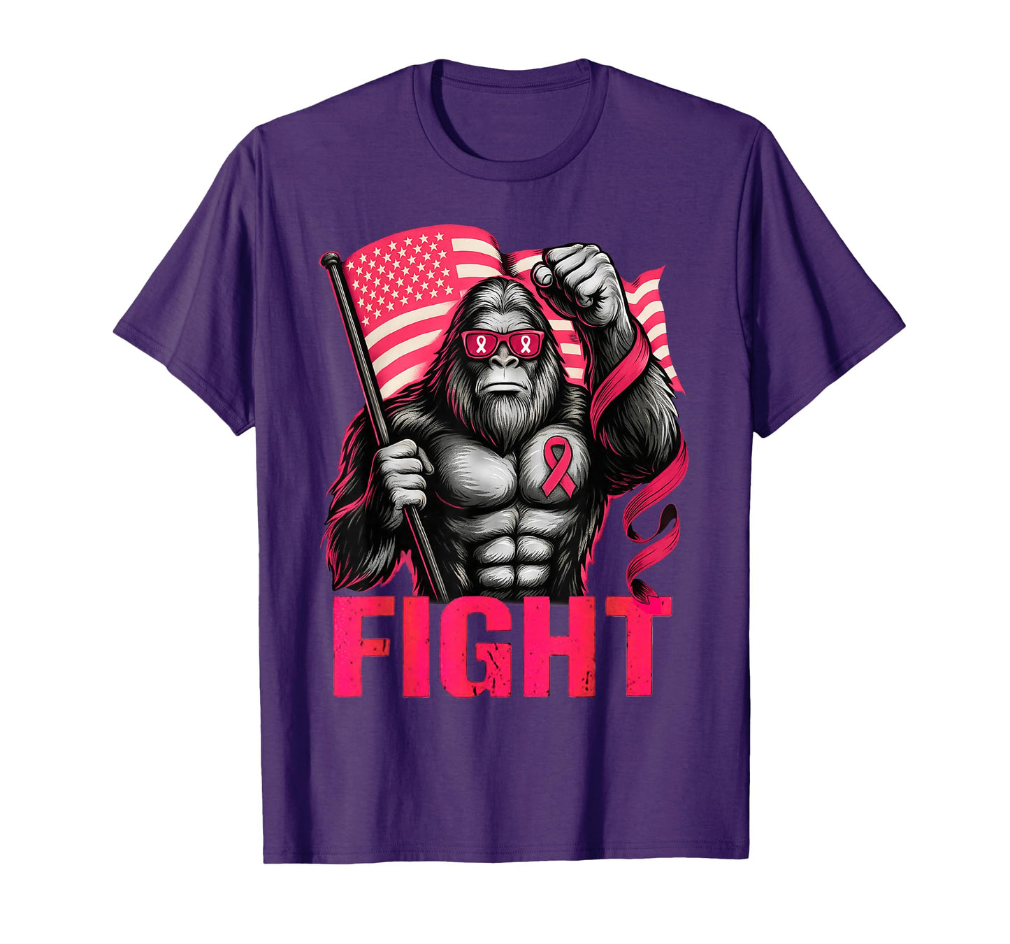 Bigfoot Pink Ribbon Fight Breast Cancer Awareness T-Shirt