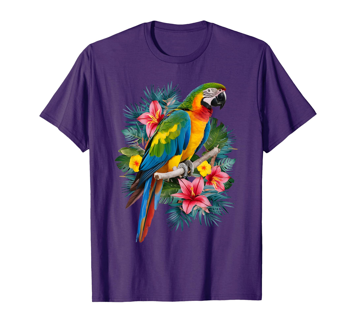 Parrot In Tropical Summer Flower Women Cockatiel Bird T-Shirt