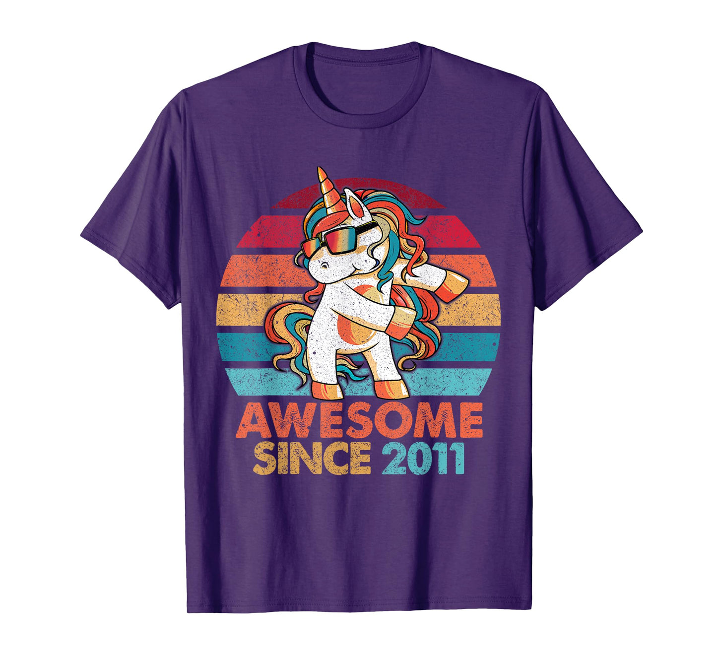 11th Birthday T-Shirt Awesome Since 2011 Unicorn Flossing T-Shirt