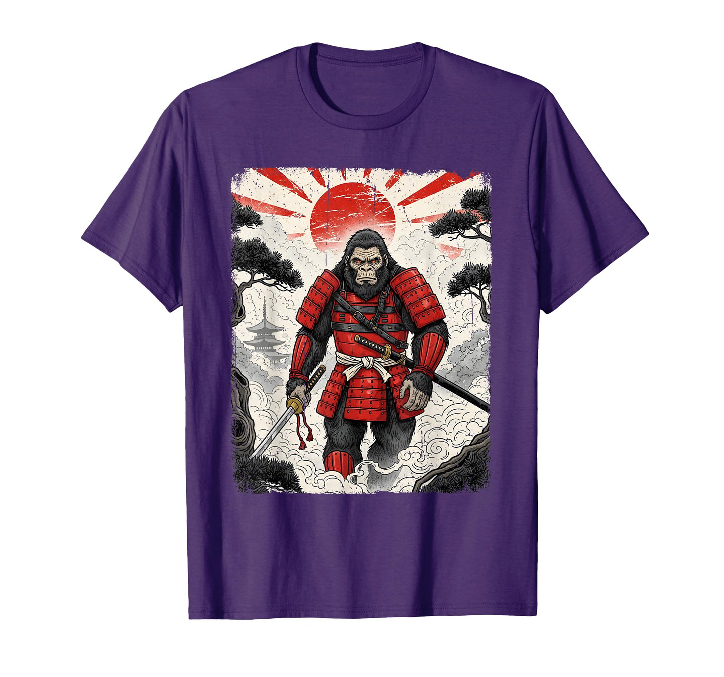 Samurai Bigfoot Japanese Vintage Graphic Sasquatch Funny T-Shirt