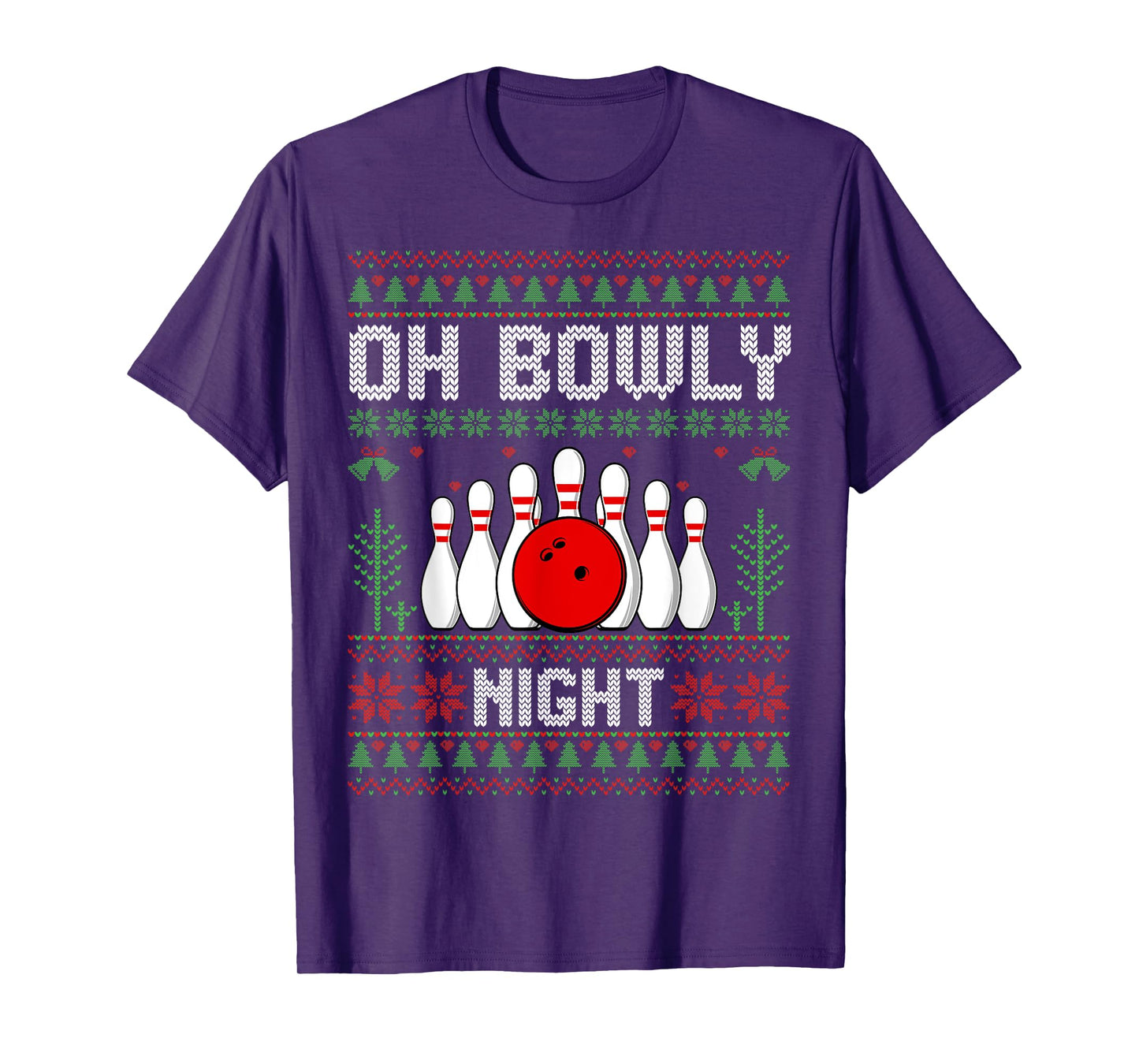 Oh Bowly Night Bowler Xmas Bowling Player Ugly Christmas T-Shirt