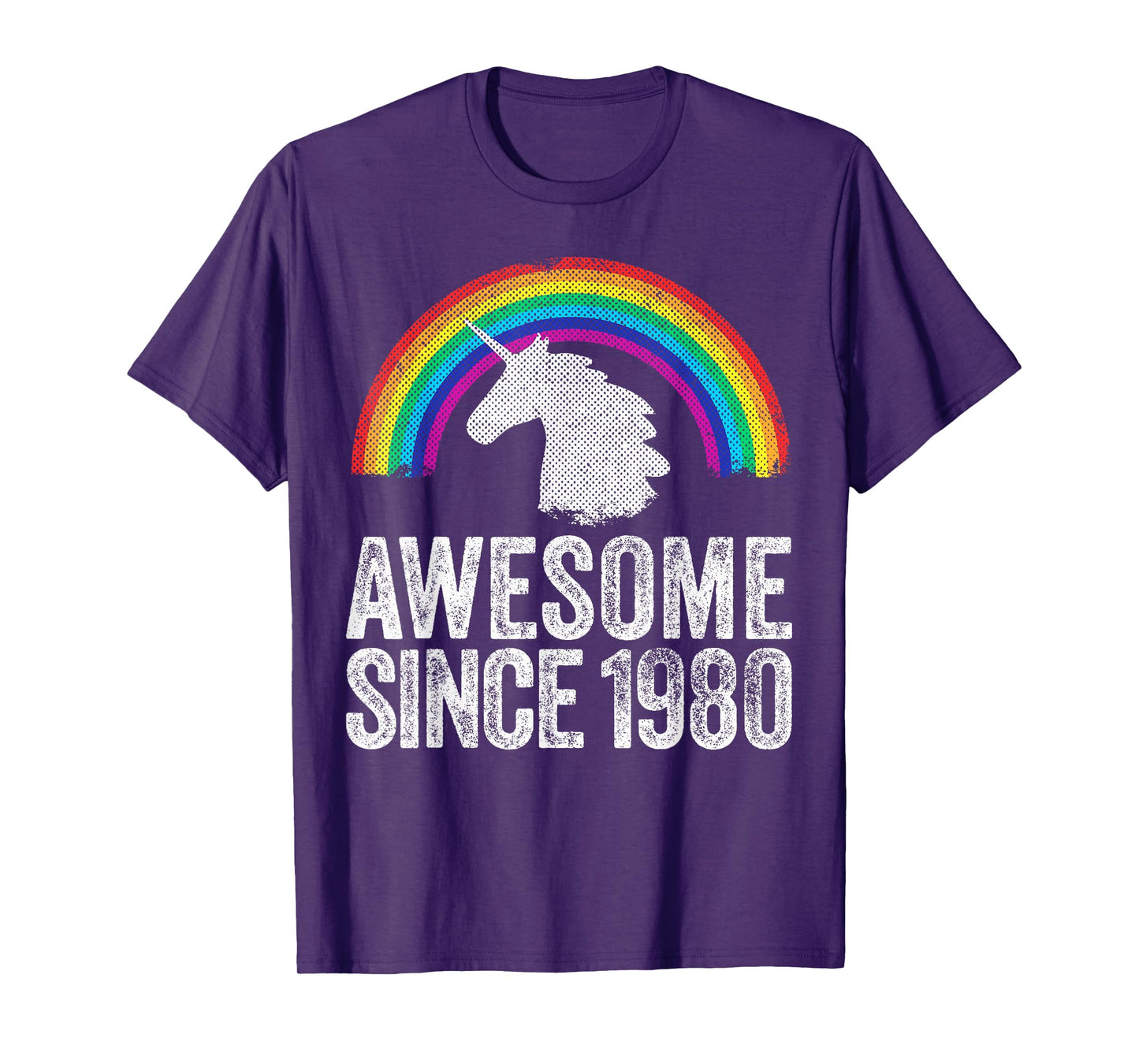 1980 43rd Birthday Gift Unicorn Rainbow 43 Years Old Women T-Shirt