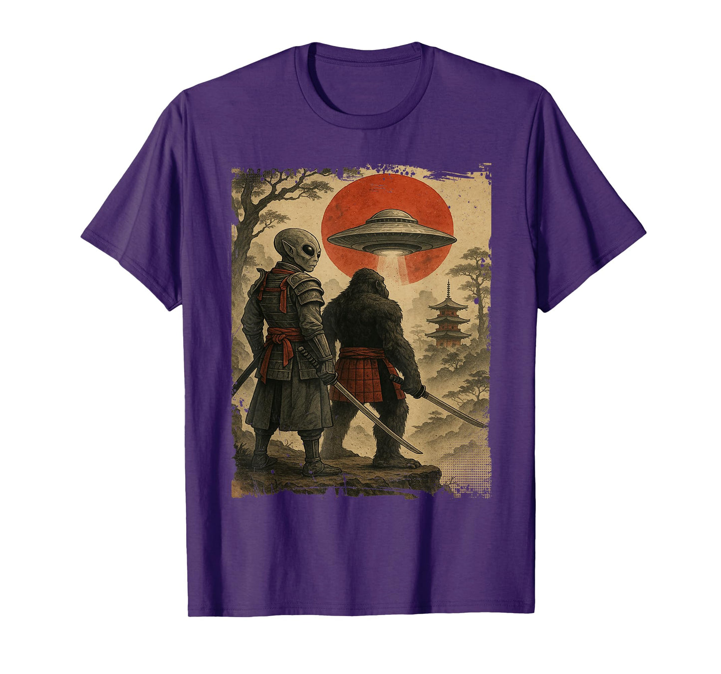 Bigfoot Ninja Alien Vintage Japanese Samurai Ukiyo-e Bigfoot T-Shirt