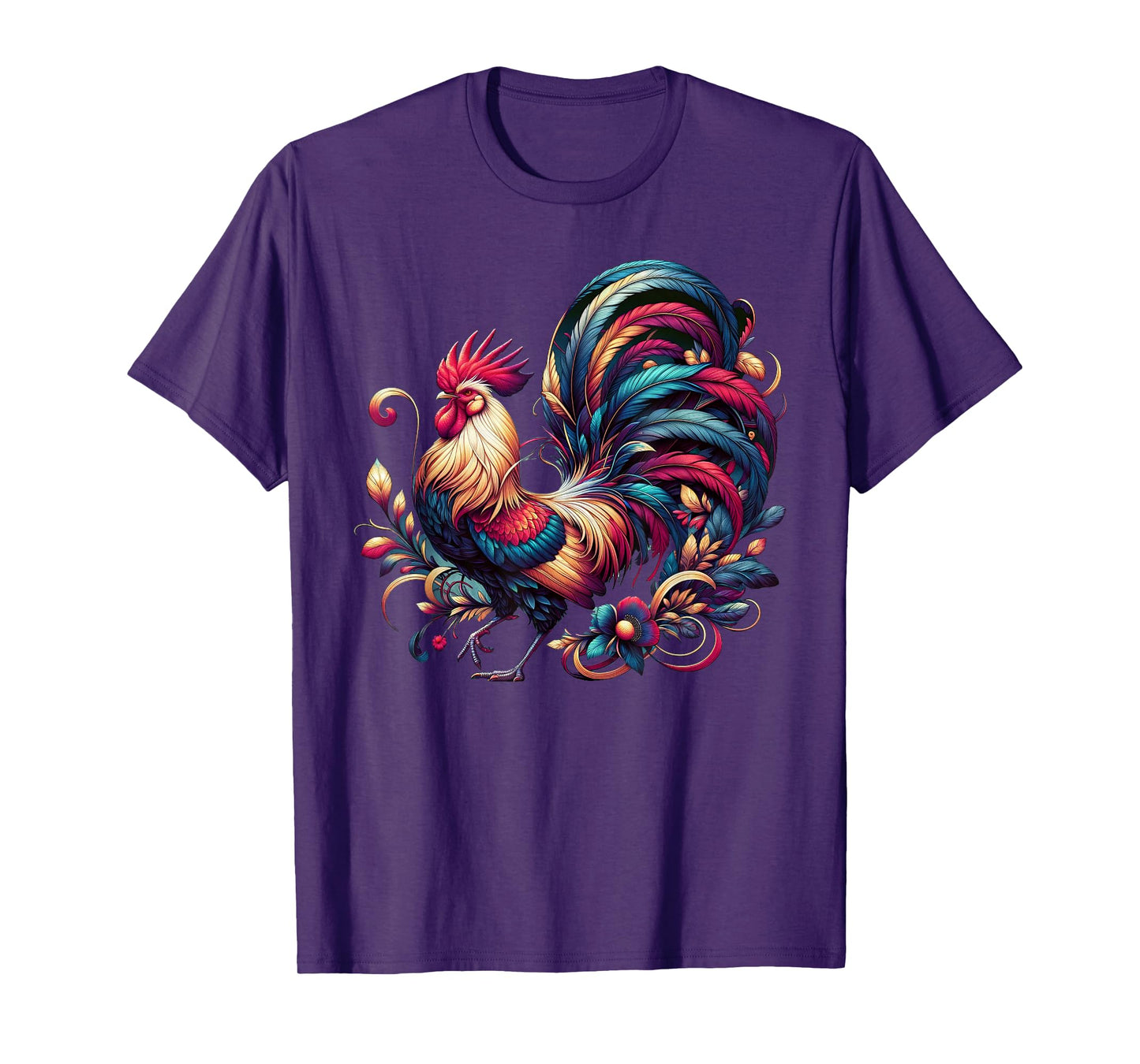 Colorful Rooster Chicken Art T-Shirt