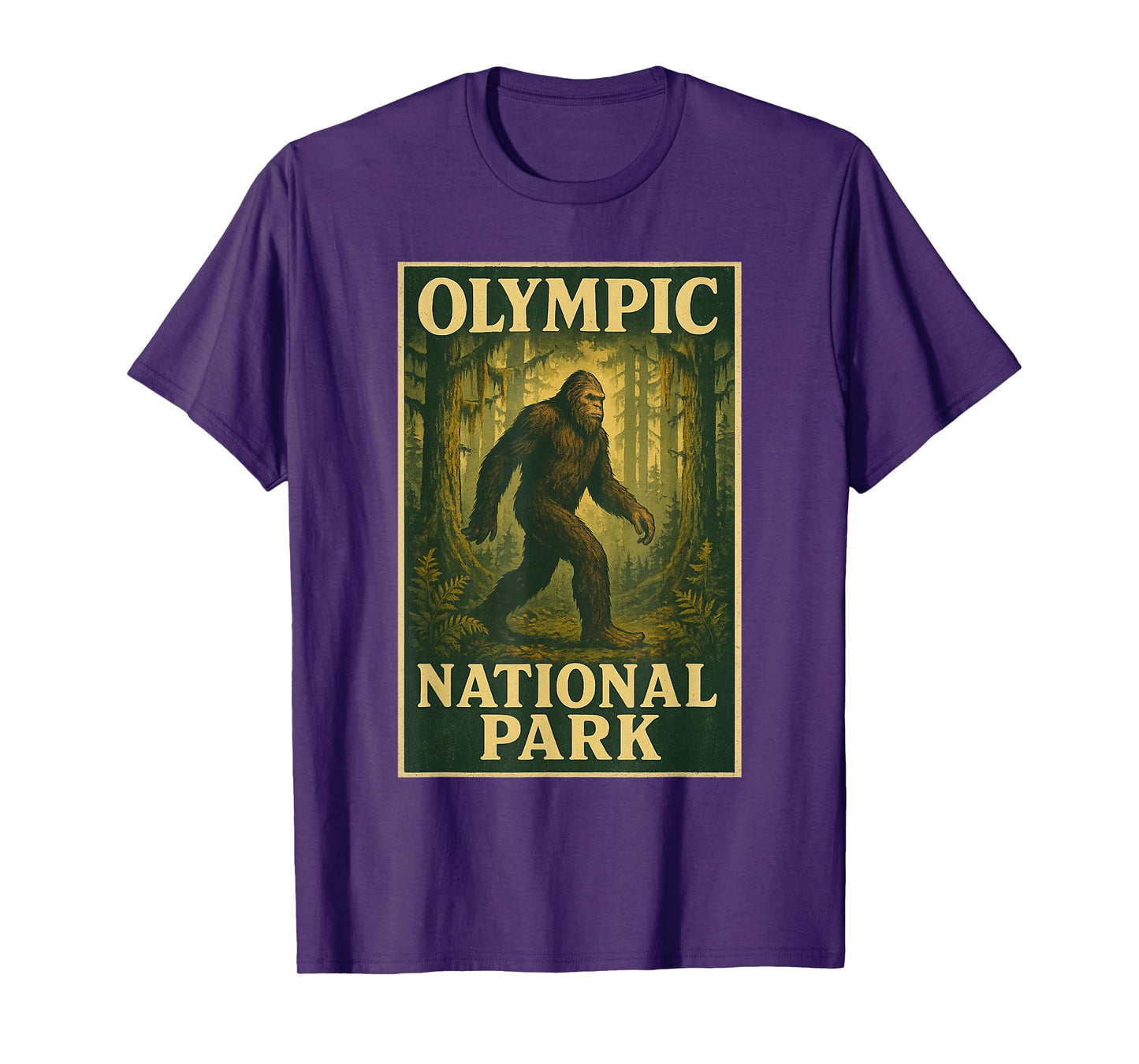 Bigfoot at Olympic National Park Vintage Style Graphic T-Shirt