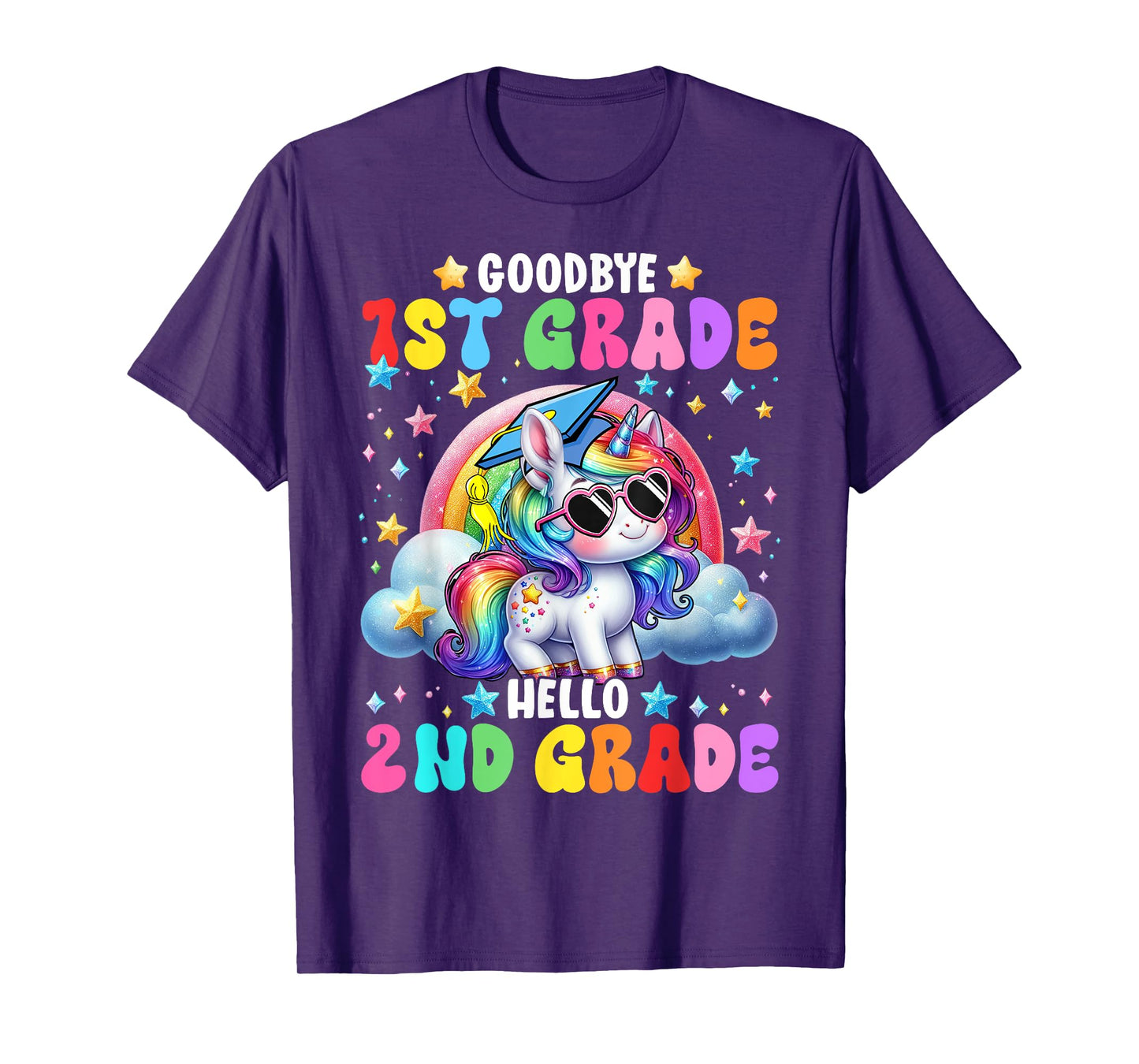 Cute Unicorn Goodbye 1st Grade Hello 2nd Grade Girls Kids T-Shirt