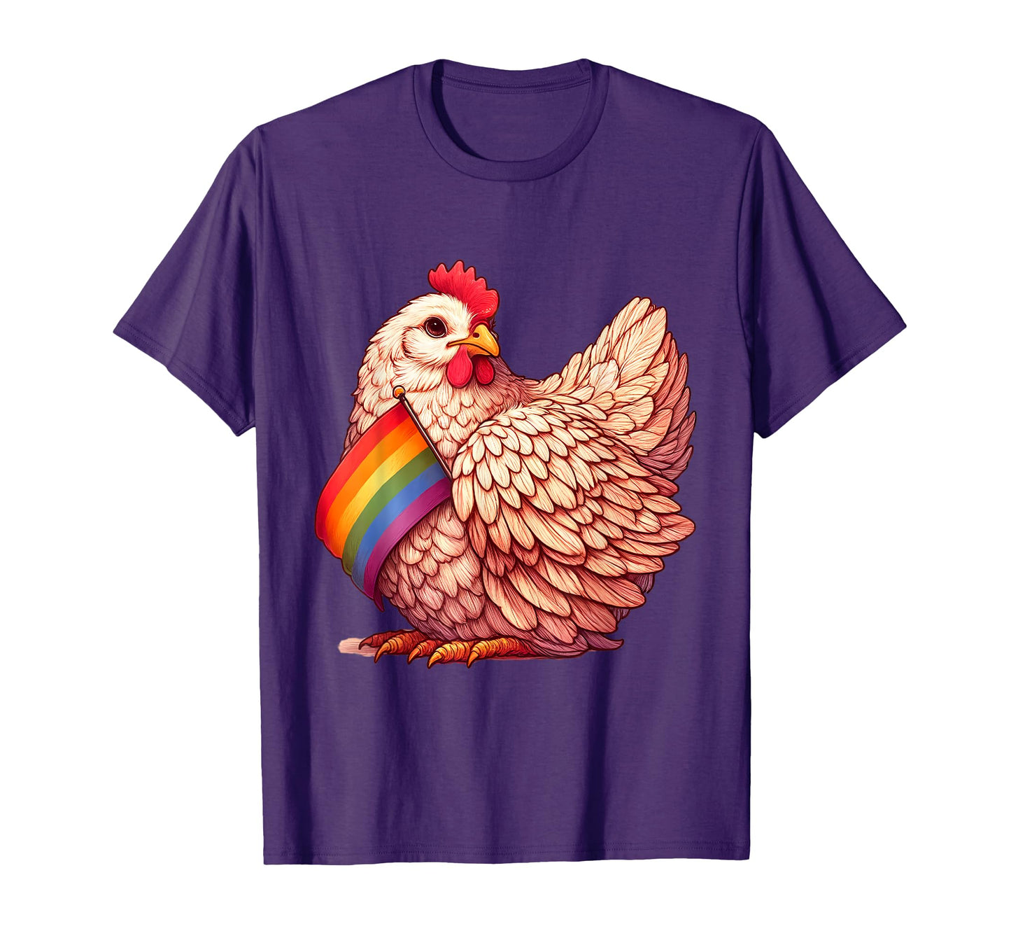 Gay Chicken LGBTQ Rainbow Flag Pride Farm Animal T-Shirt