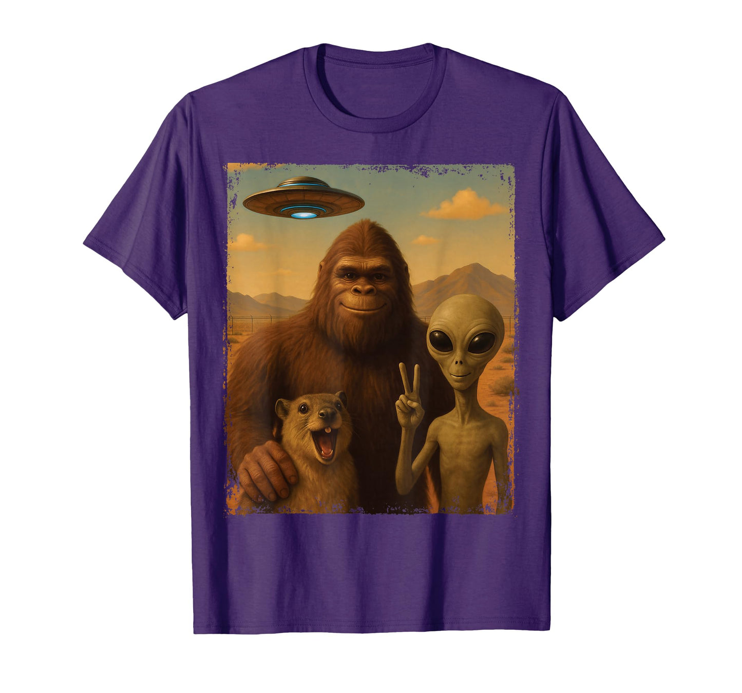 Funny Rock Hyrax Awawa Bigfoot Alien Selfie UFO Area 51 T-Shirt