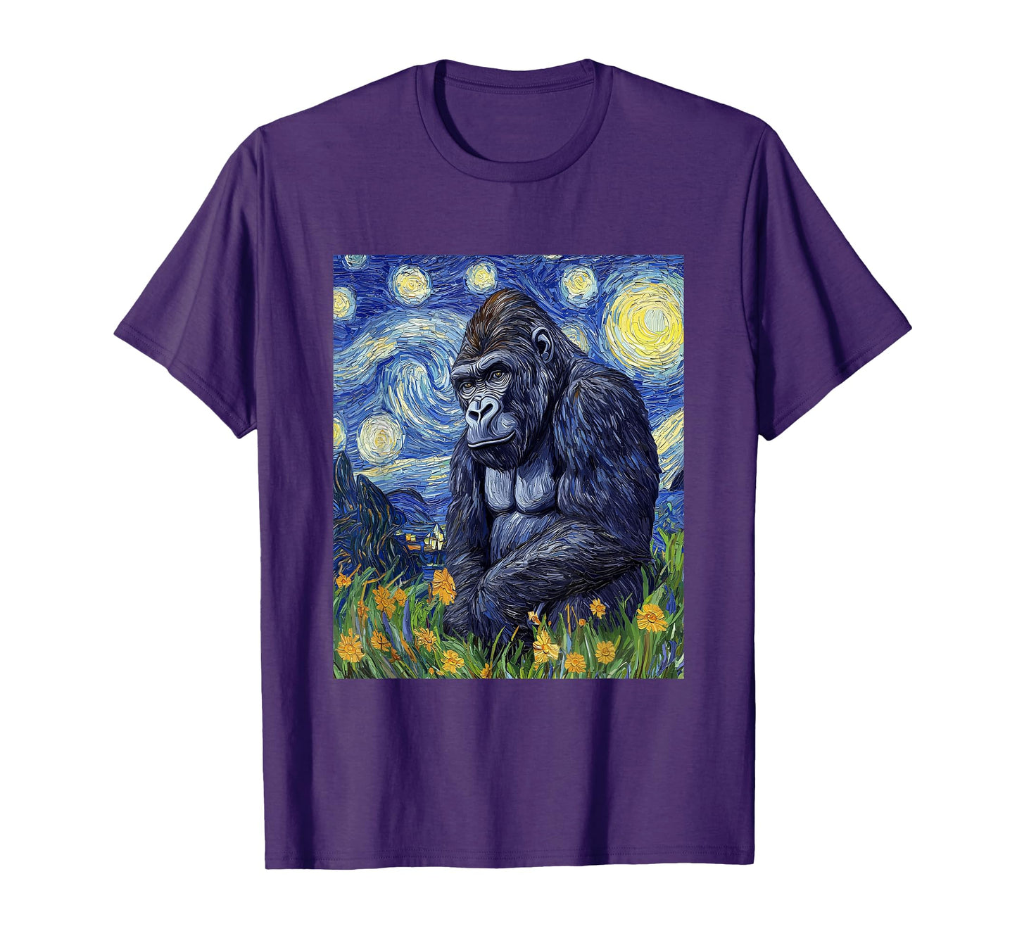 Gorilla Monkey - Van Gogh Style - Starry Night Graphic T-Shirt