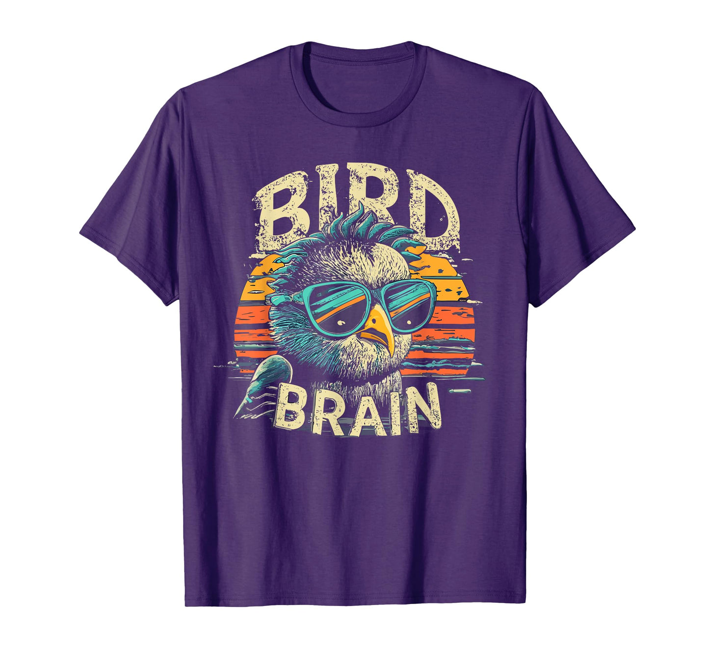I heart Birds Funny Bird Brain Vintage Retro Sunset Cute T-Shirt