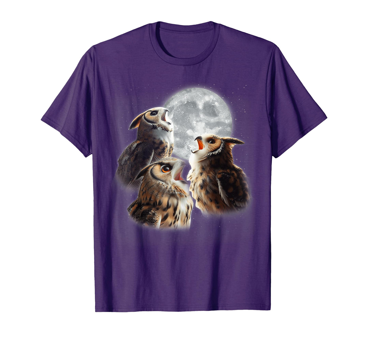 3 Owls Howling At The Moon Funny Night Owl Lover Birdwatcher T-Shirt