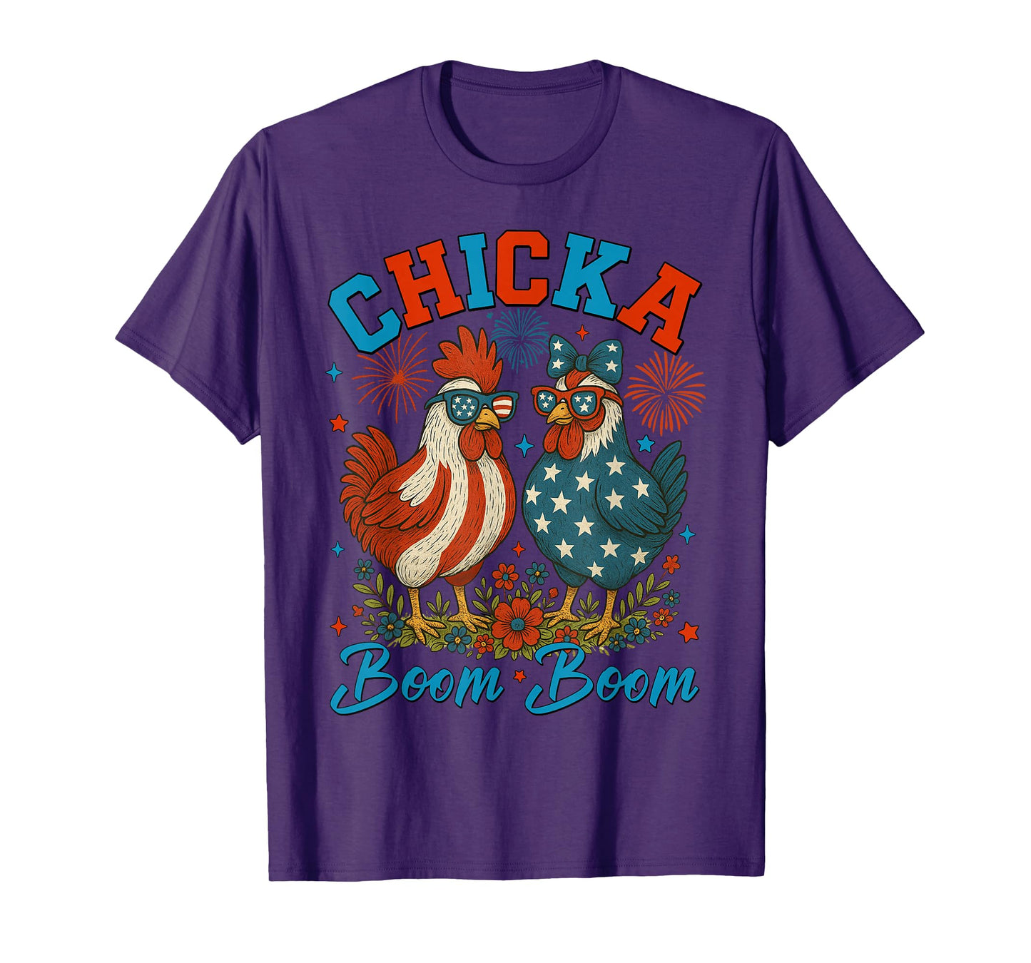 Chicka Boom Boom Funny Patriotic Chicken 4th of July USA Men T-Shirt