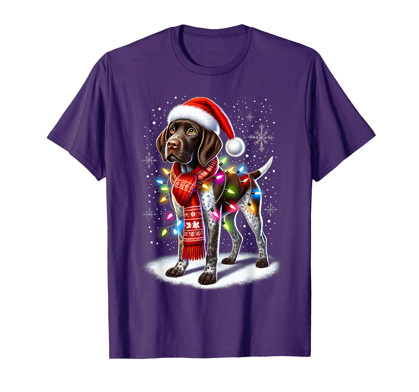 German Shorthaired Pointer Christmas Tree Lights Xmas T-Shirt