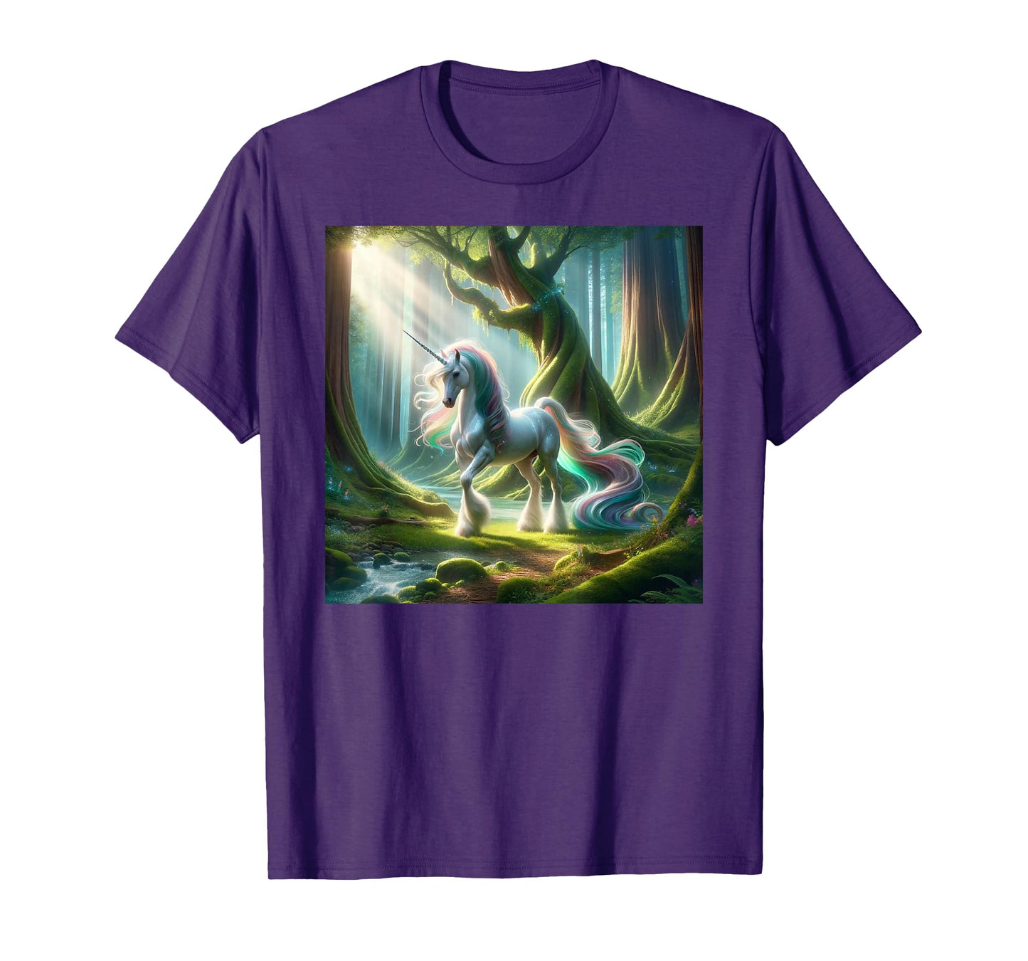 Beautiful Unicorn Clydesdale, Enchanted Forest Graphic T-Shirt