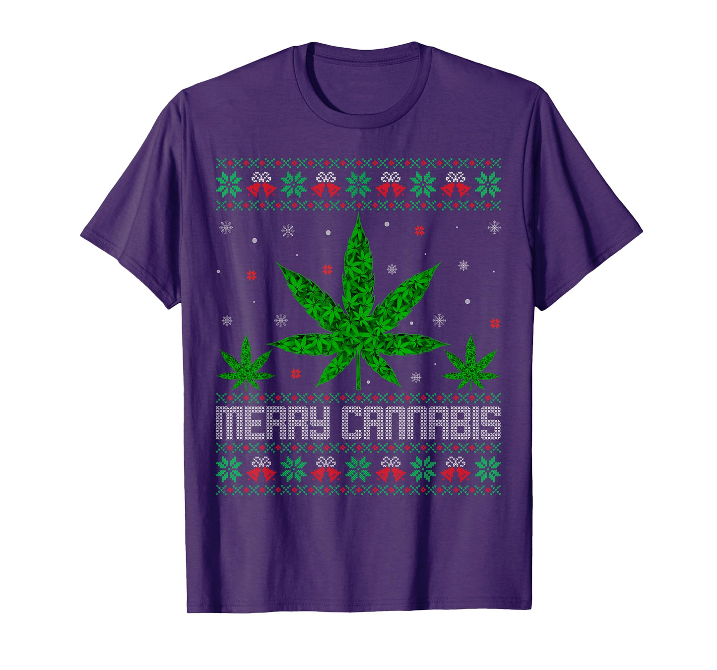 Marijuana Leaf Ugly Sweater Cannabis Weed Stoner Christmas T-Shirt