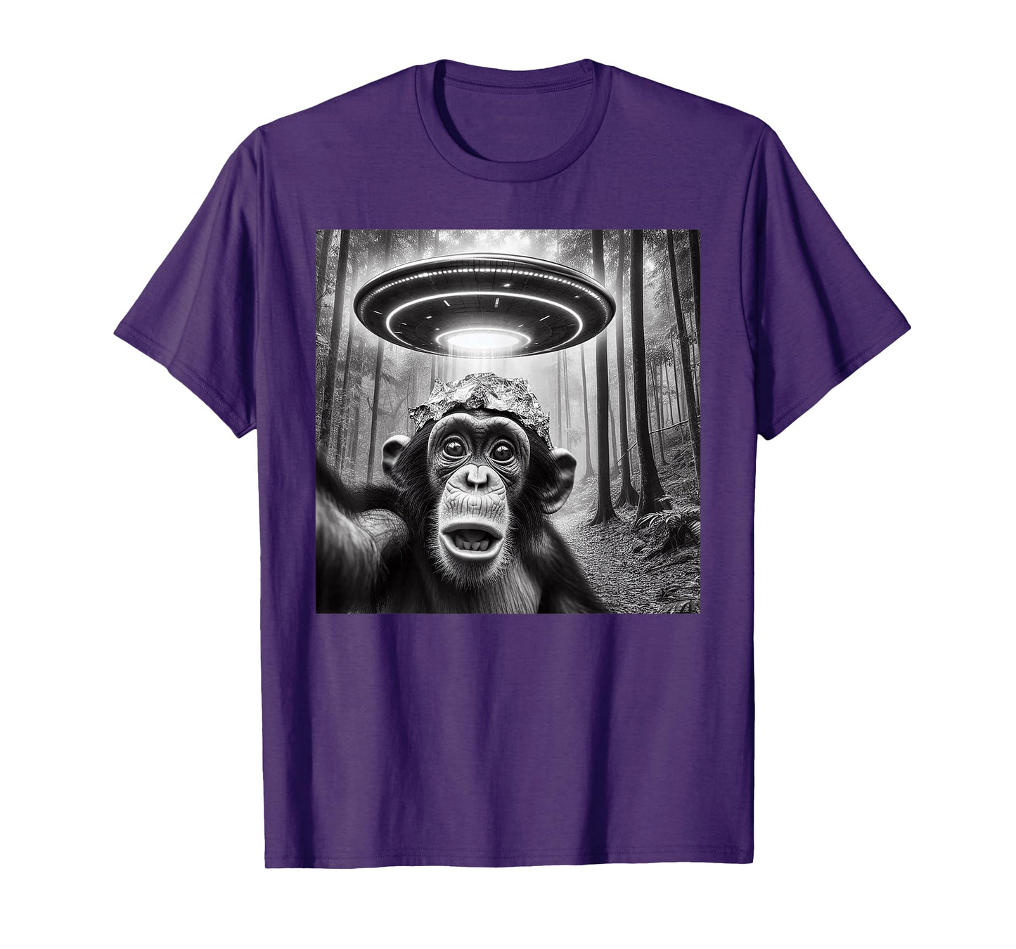 Funny Alien Abduction Meme UFO Monkey Encounter Ape Selfie T-Shirt