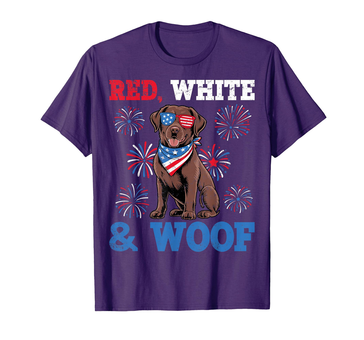 Red White And Woof Labrador Retriever Dog 4th of July T-Shirt