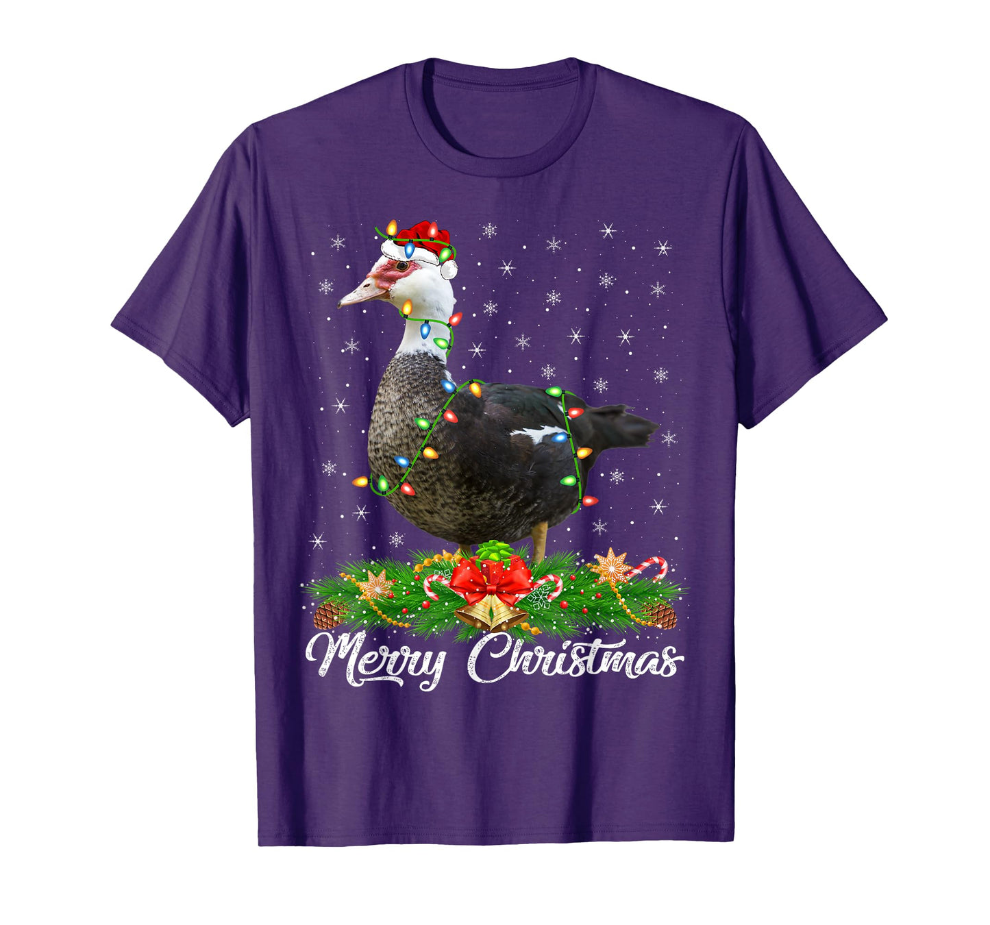 Duck Bird Lover Matching Santa Hat Muscovy Duck Christmas T-Shirt
