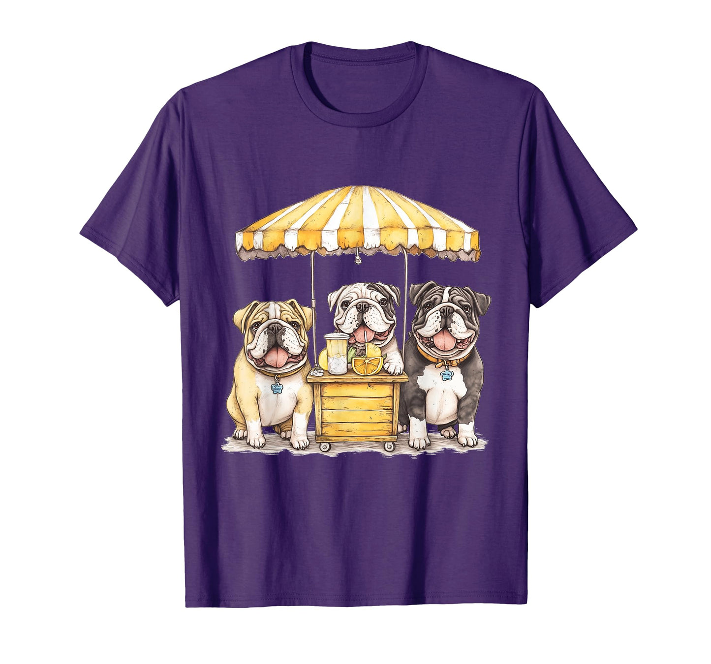 Cute English Bulldogs Running A Lemonade Stand Funny Dogs T-Shirt