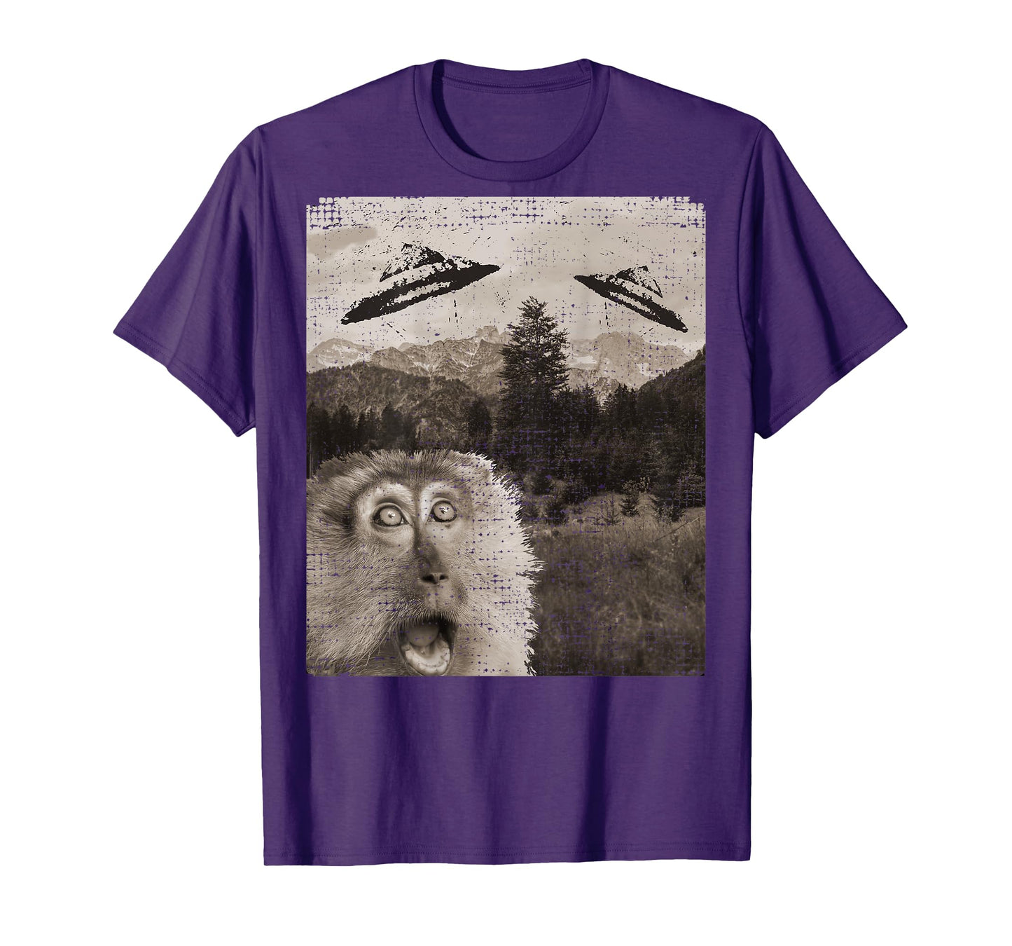 Monkey Ape Space UFO Incoming UFO Landing Funny UFO T-Shirt