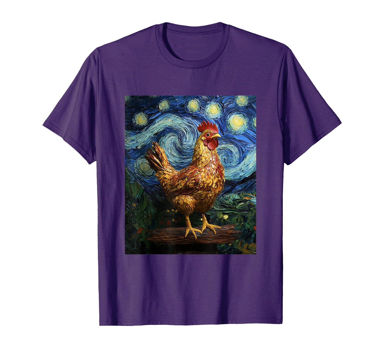 Funny Chicken - Van Gogh Style - Starry Night Graphic T-Shirt