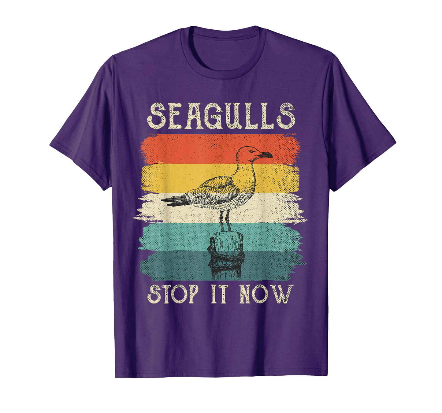 Seagulls Stop It Now Bird Lover 80s Retro Funny Seagull T-Shirt