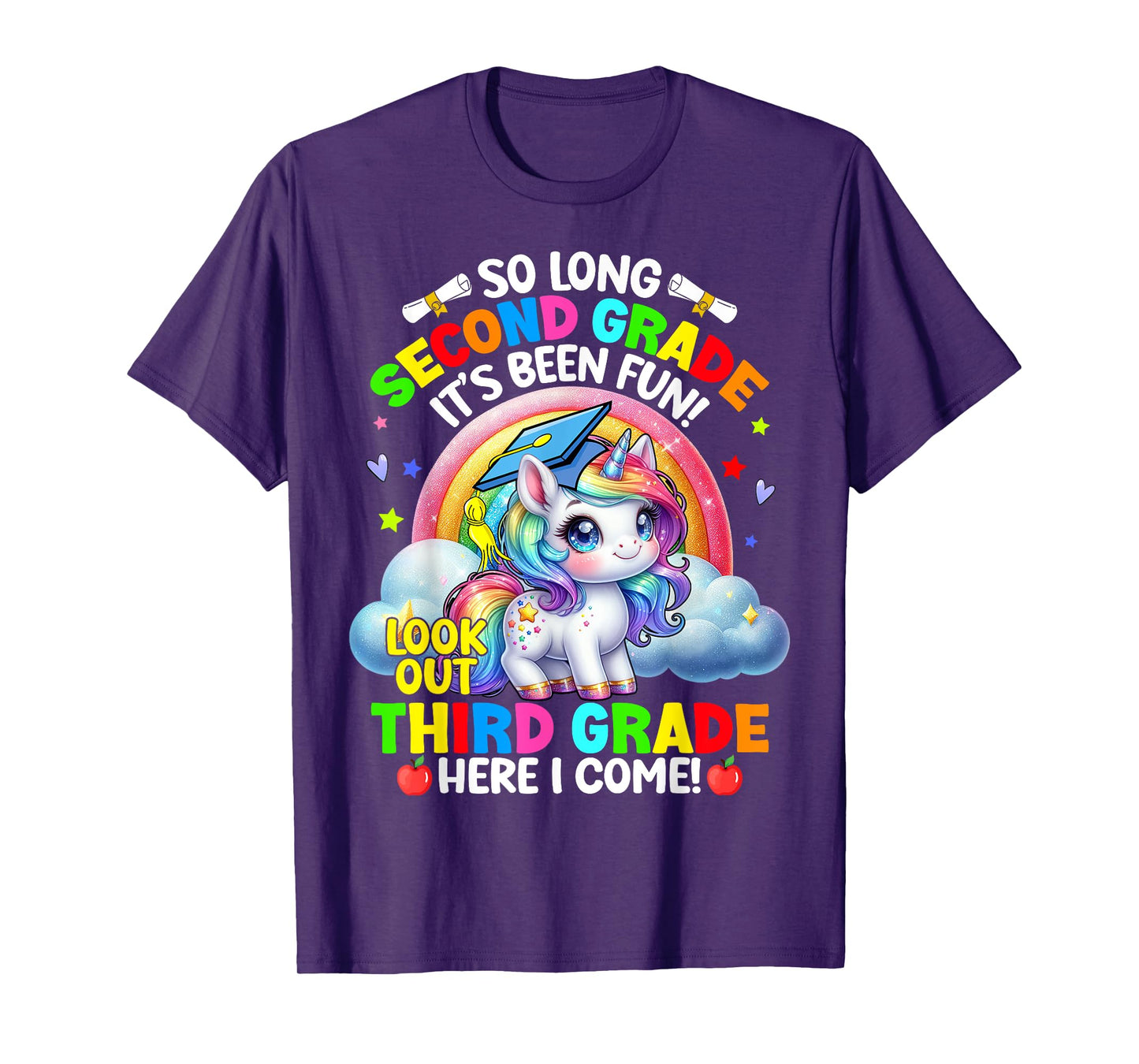 2nd Grade Graduation 2025 Unicorn Girl 3rd Grade Here I Come T-Shirt
