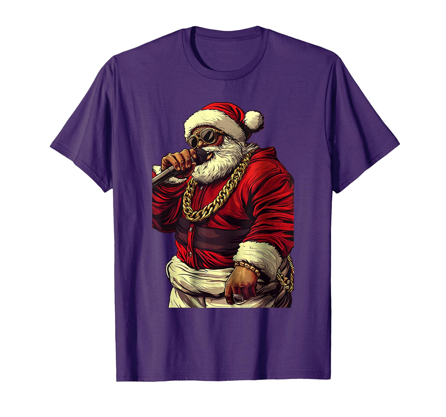 Vintage Santa Claus Hip-hop Rapper Christmas Funny Black Men T-Shirt