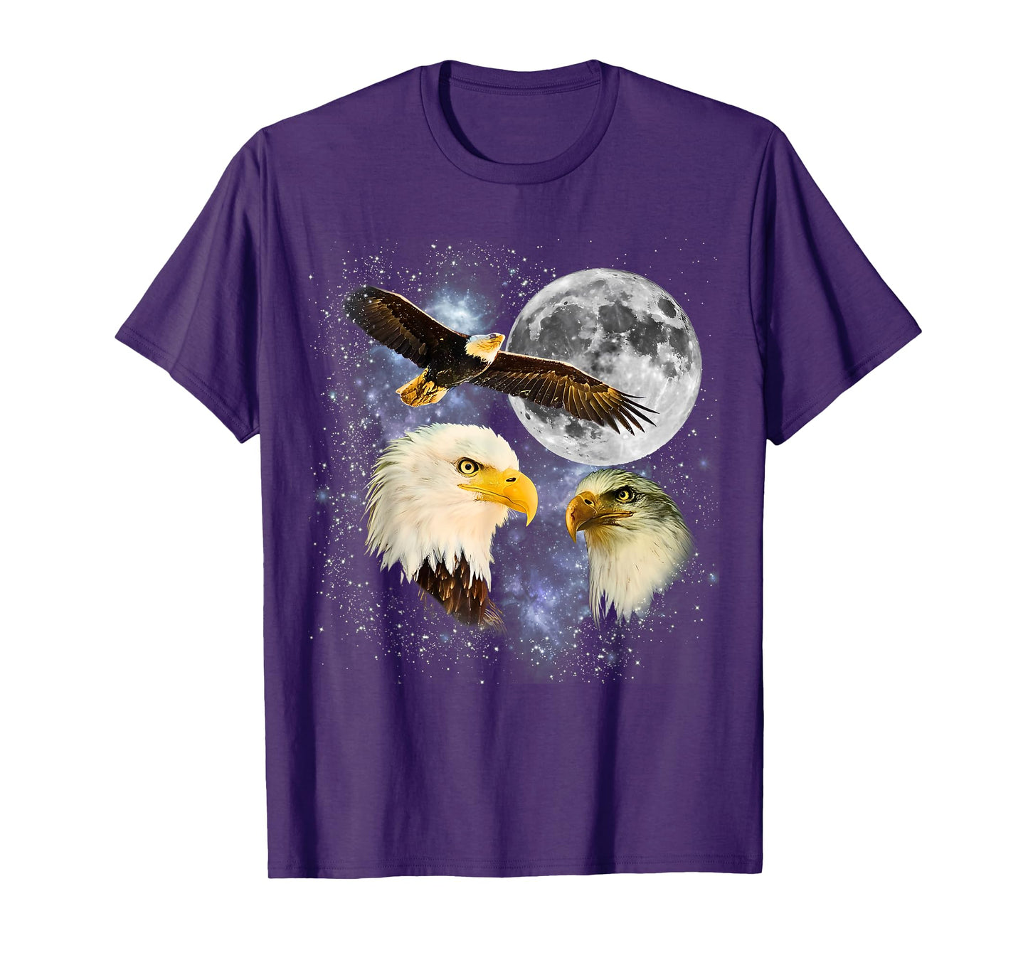 Three Bald Eagle Moon Meme Funny American Bird Eagles Lover T-Shirt