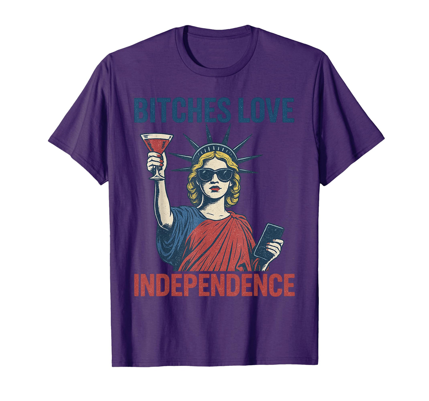 Retro Bitches Love Independence Funny 4th Of July Women T-Shirt