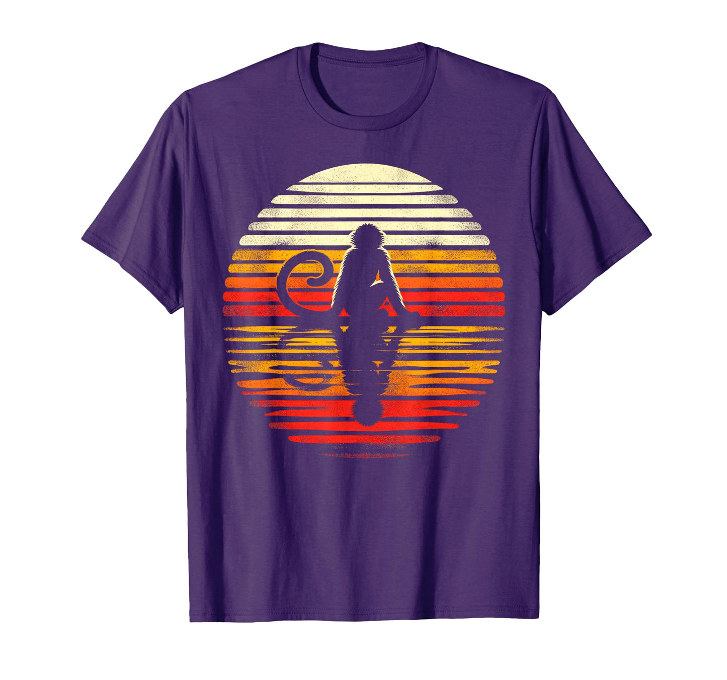 Spider Monkey Sunset Retro Style Safari Vintage 70s T-Shirt