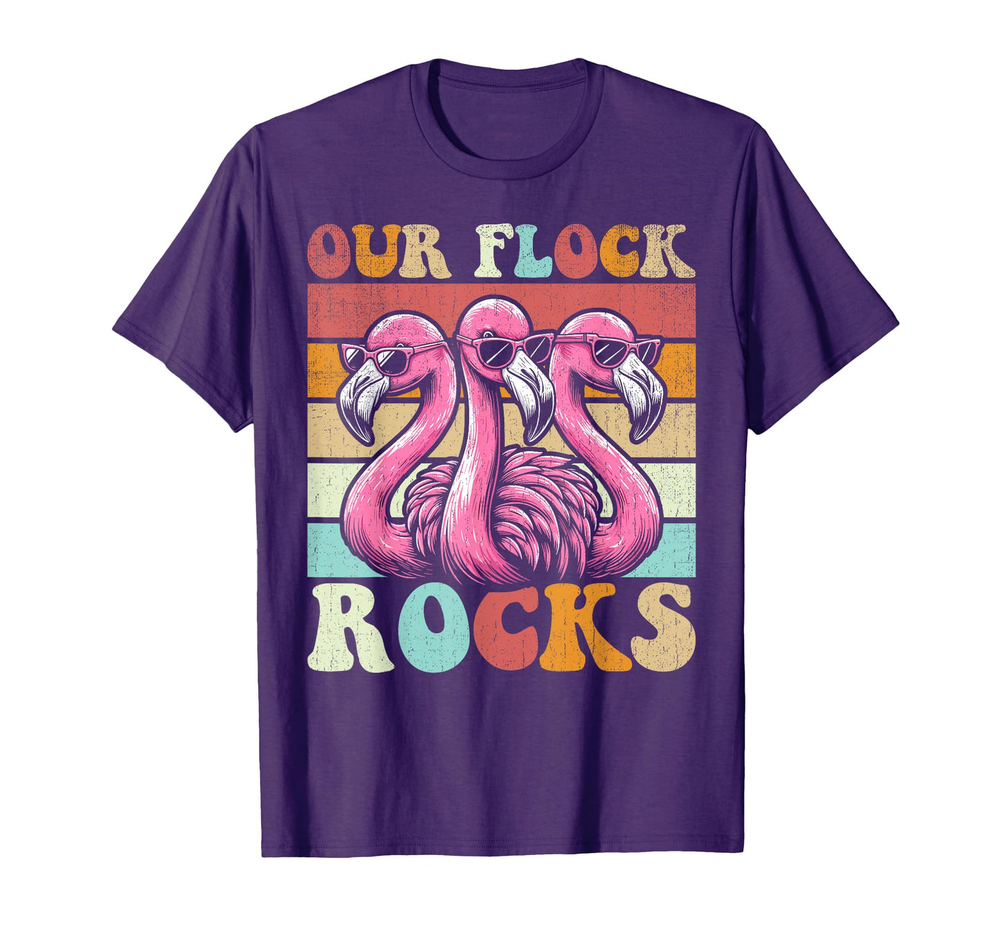 Our Flock Rocks Flamingo Matching Family Vacation T-Shirt