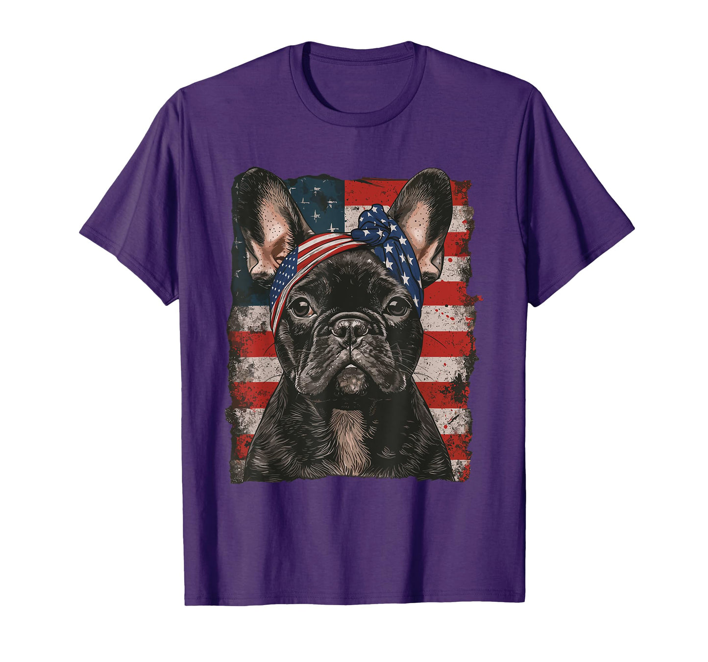 French Bulldog Patriotic 4th Of July USA American Flag Women Men T-Shirt