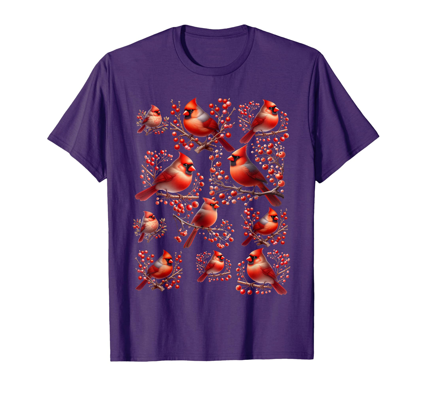 Red Cardinal Birds Christmas Holiday Winter Gift Bird Lovers T-Shirt