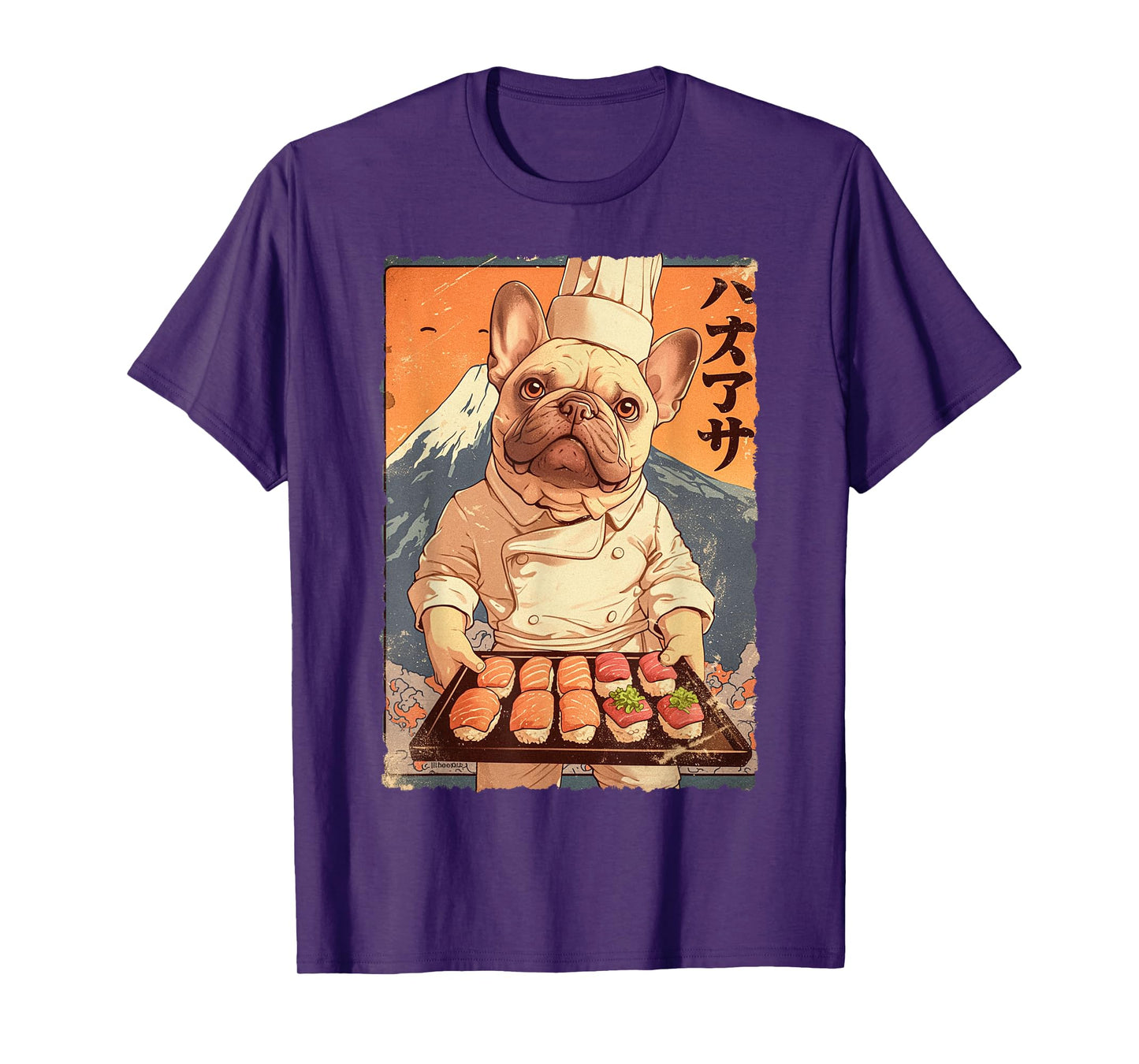 Cute Japanese Food Anime Art French Bulldog Sushi Chef Otaku T-Shirt for Men Women Kids