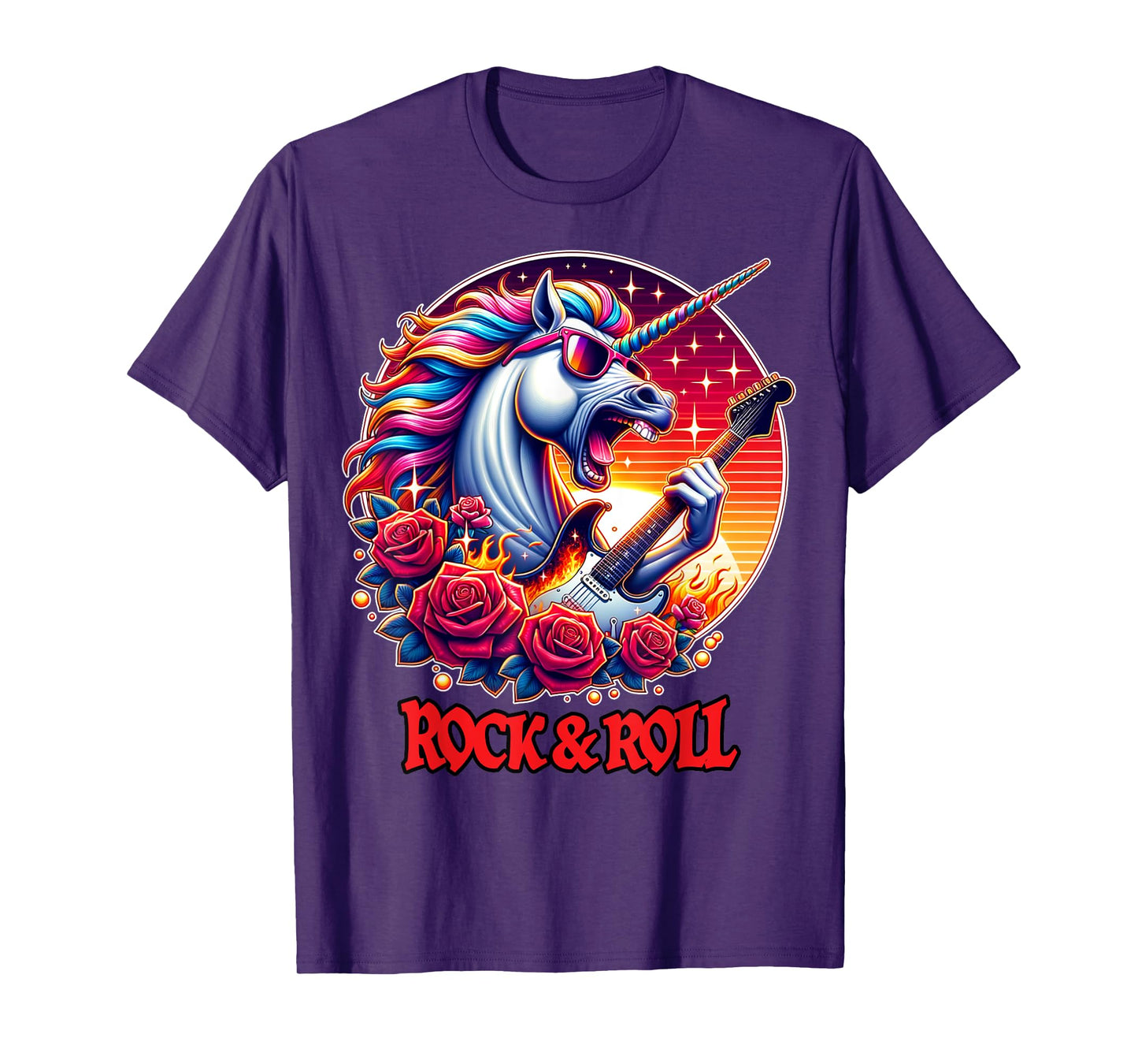 Unicorn Playing Guitar Rock and Roll Rock Star For Men Women T-Shirt