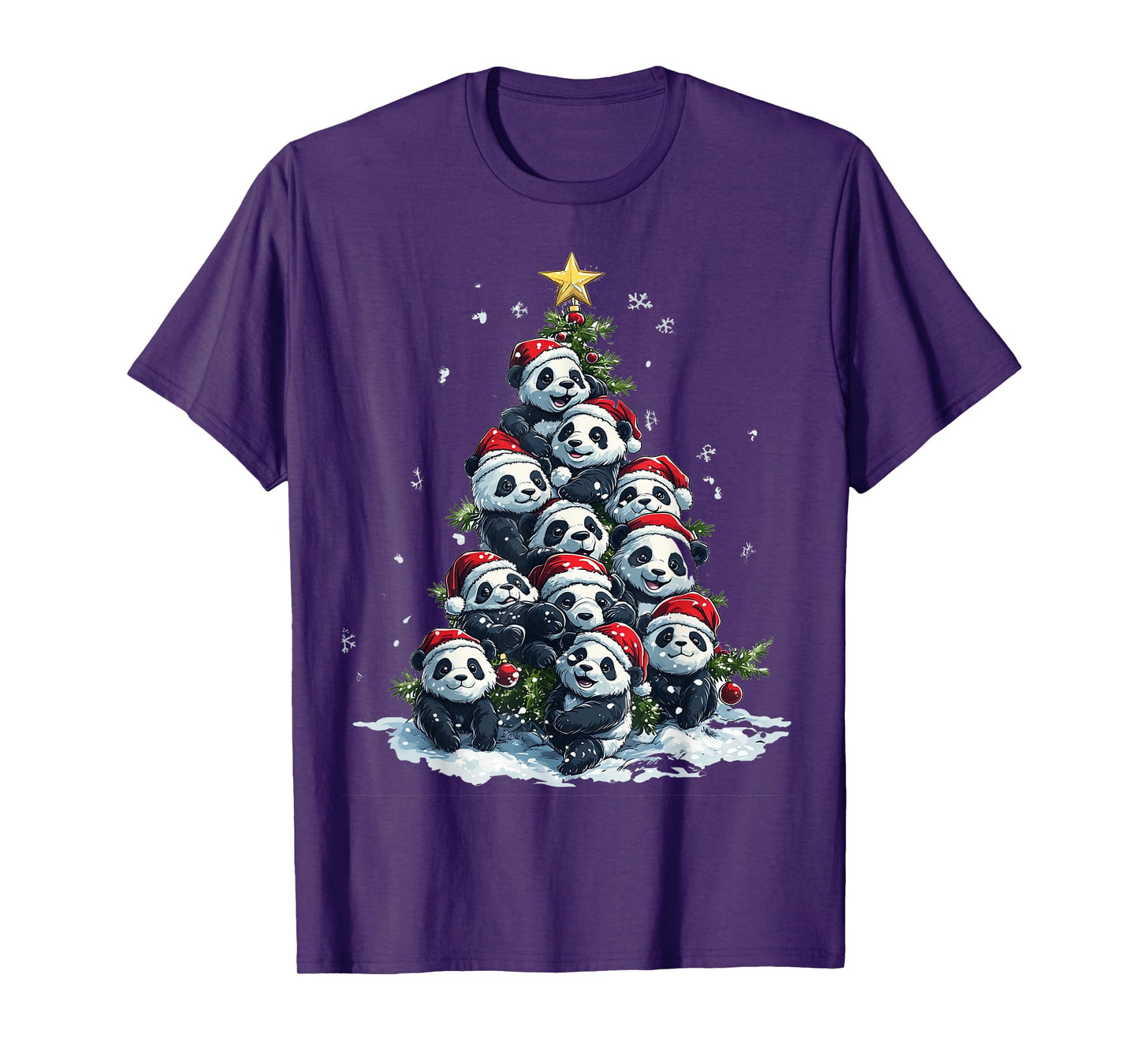 Funny Panda Christmas Tree Xmas Panda Lover Kids Boys Girls T-Shirt