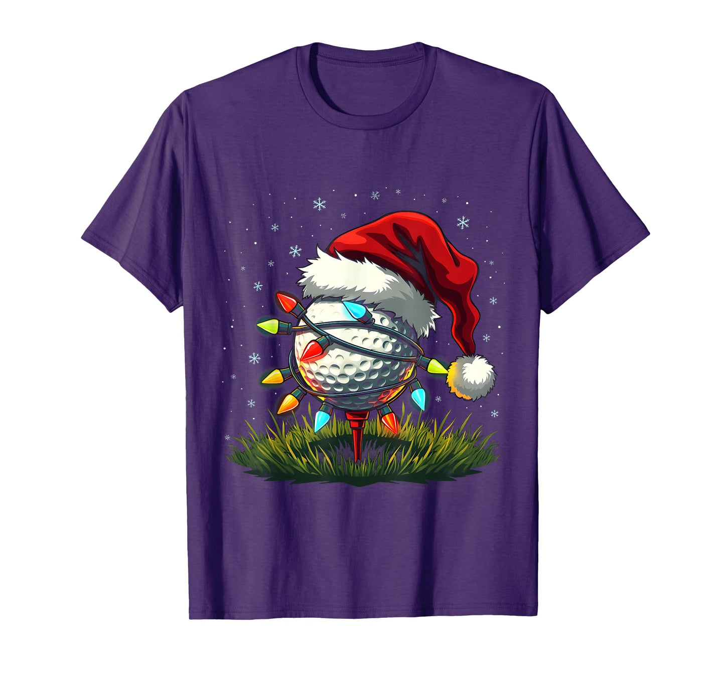 Funny Golf Ball Christmas Tree Santa Hat Xmas Tee Men Women T-Shirt