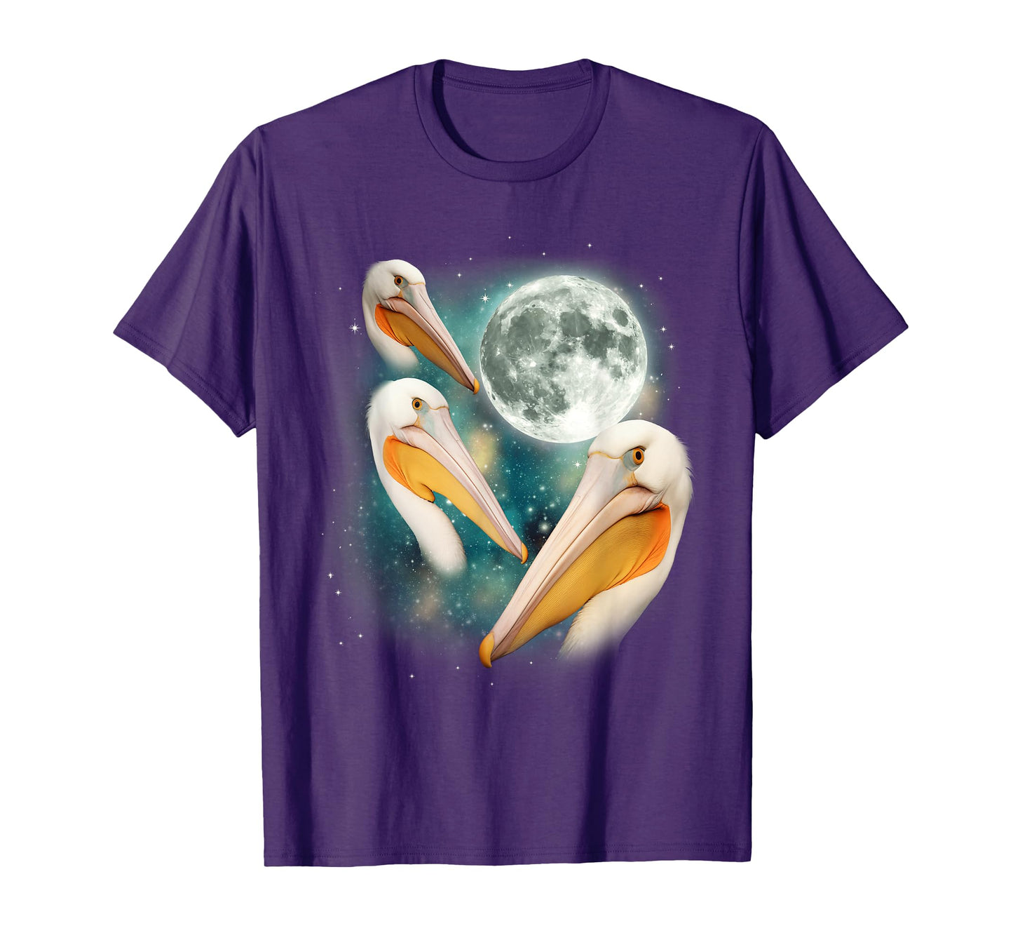 3 Pelican Moon | Three Pelicans 3 Moon Ocean Wildlife Bird T-Shirt