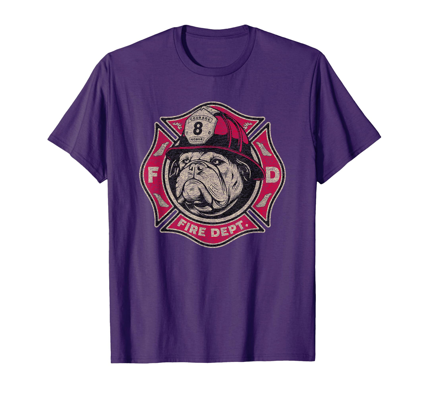Fire Department Firefighter Fireman Bulldog Vintage Graphic T-Shirt
